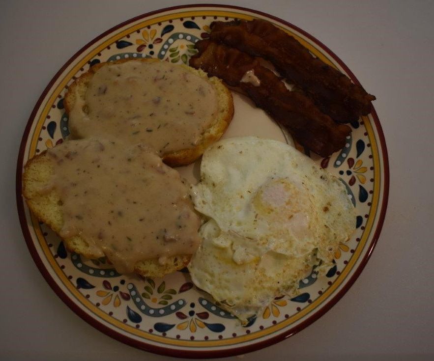 Easy Drop Biscuits and Bacon Gravy