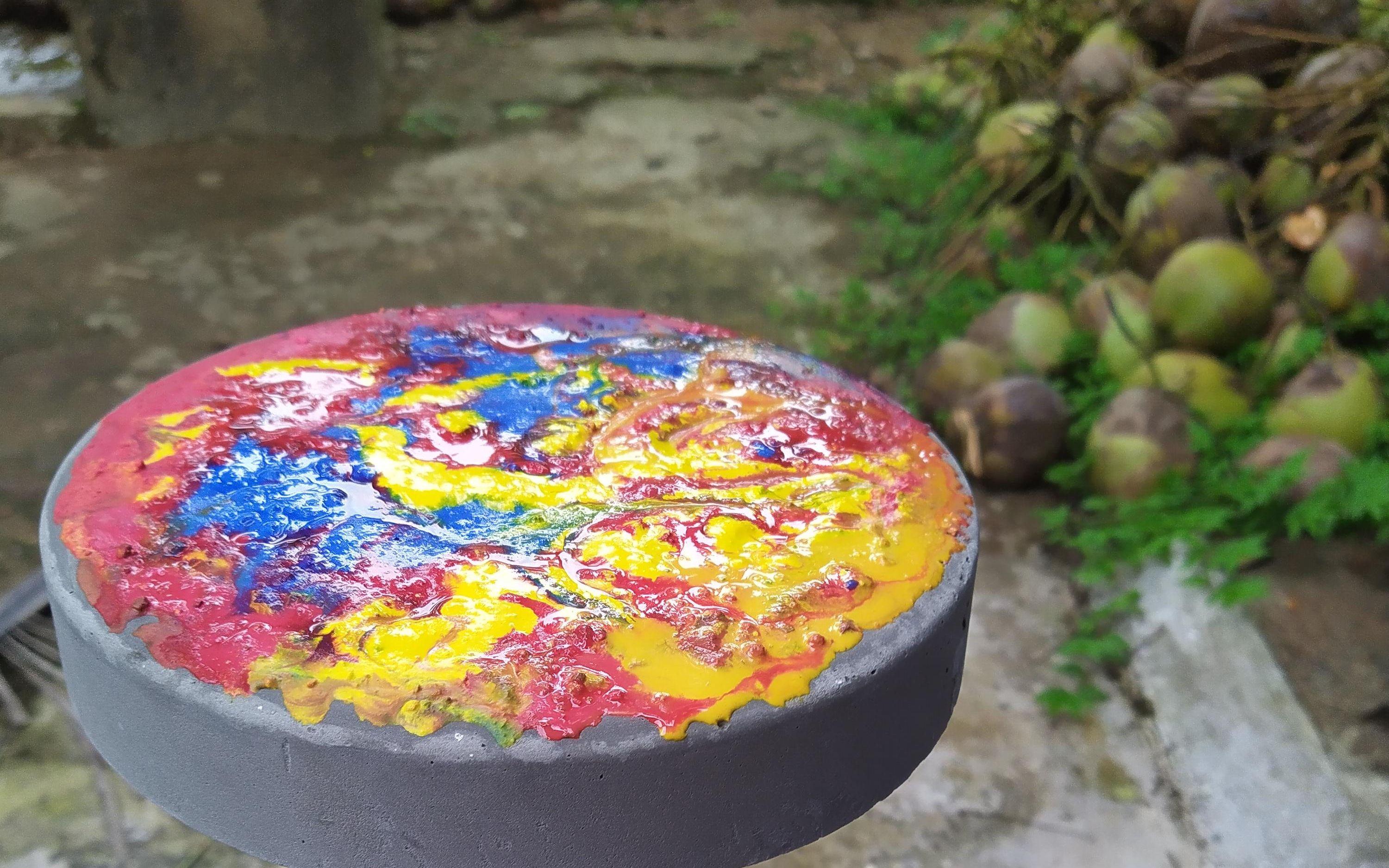 Colorful Stump Cement Stool