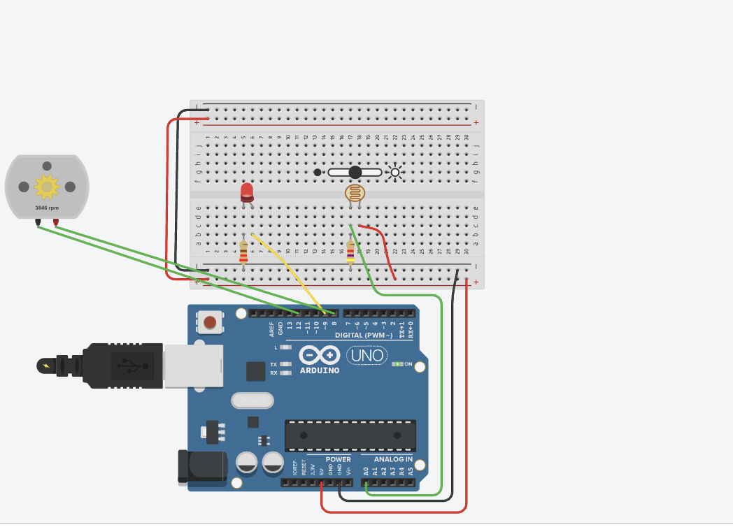 User Photoresistor With Arduino Control DC Motor Project