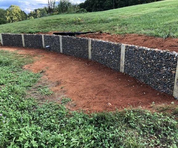 Gabion Stone Retaining Wall, Hillside Pond Optional