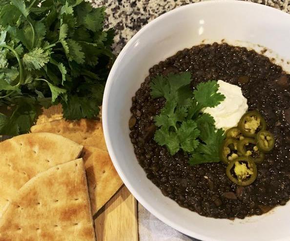 Black Lentil and Mushroom Soup