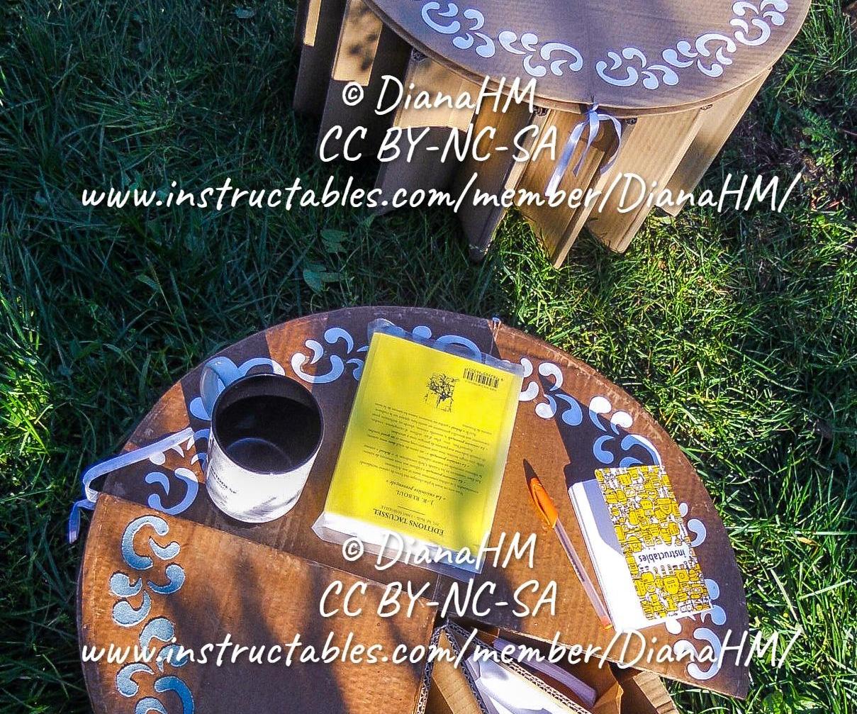 Portable Foldable Cardboard Stool-Table