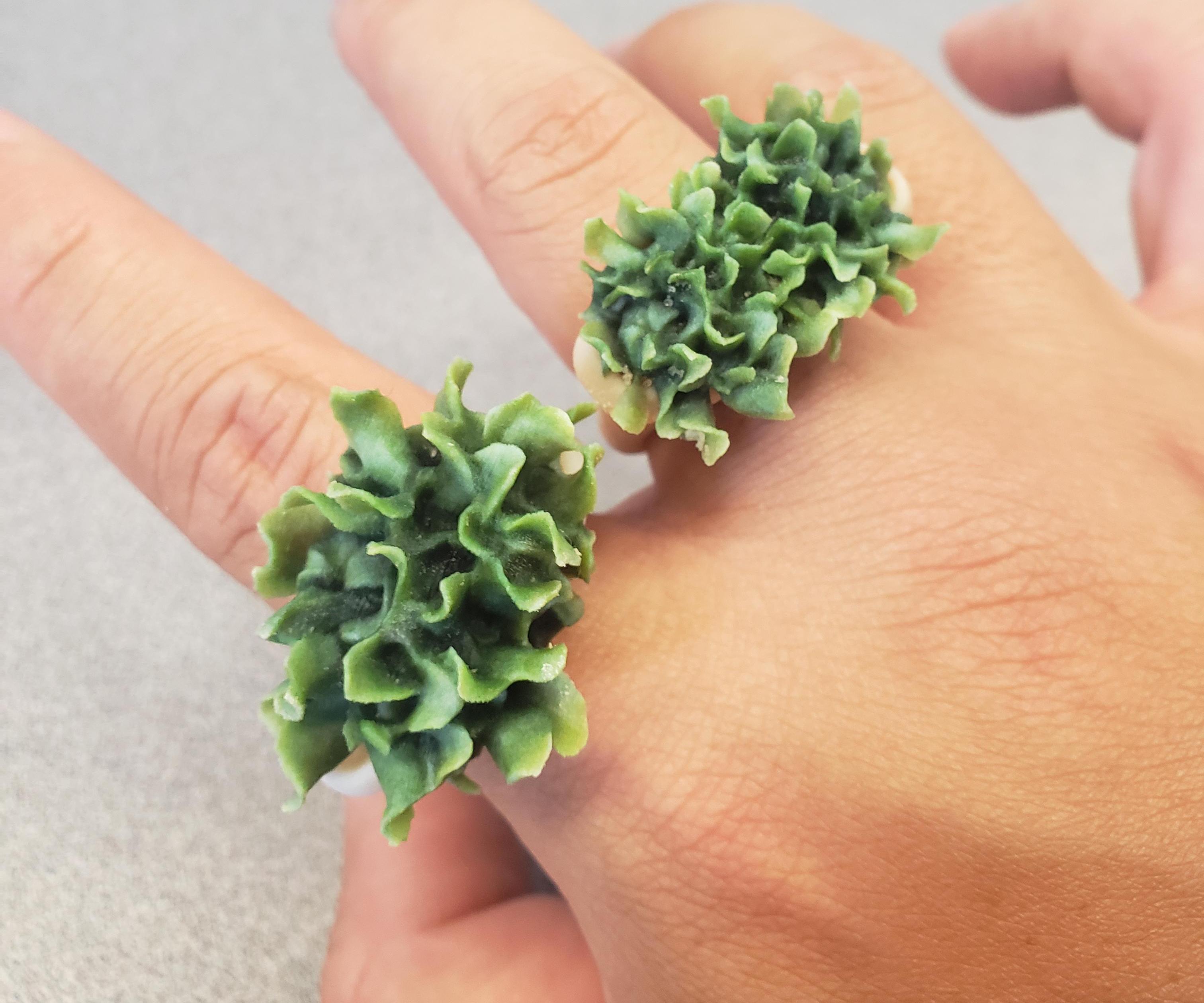 3D Printed Ring of Ripple Jade Succulent. Using PolyJet 3D Printing Material.