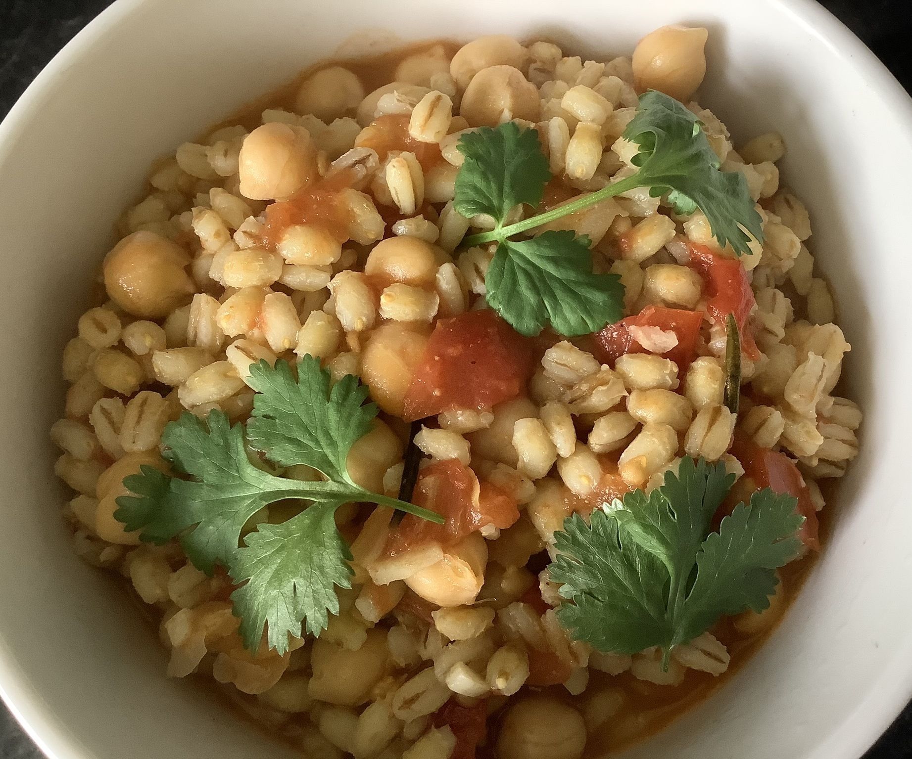 Pearl barley and chickpeas