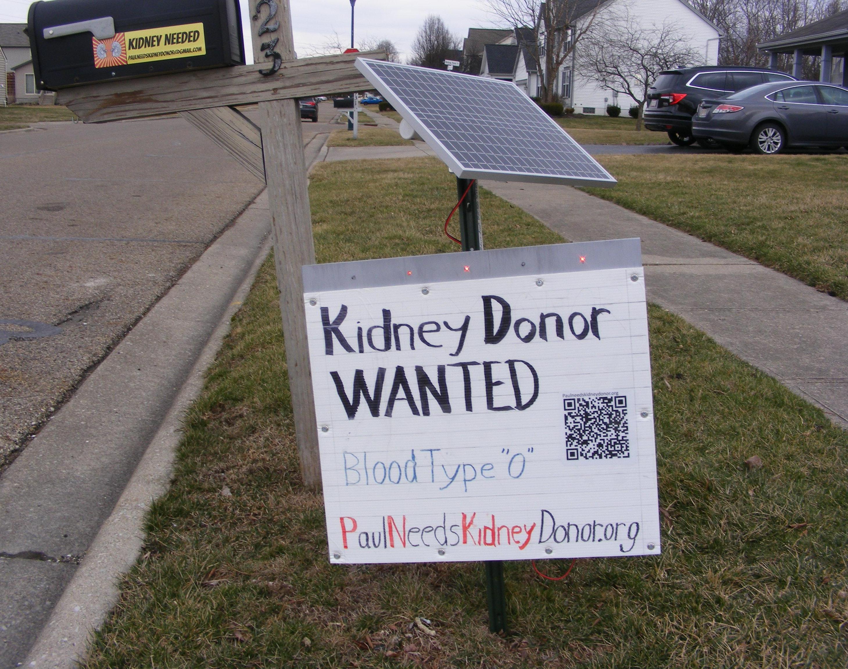 Yard Sign With Solar Powered Flashing LED Lights