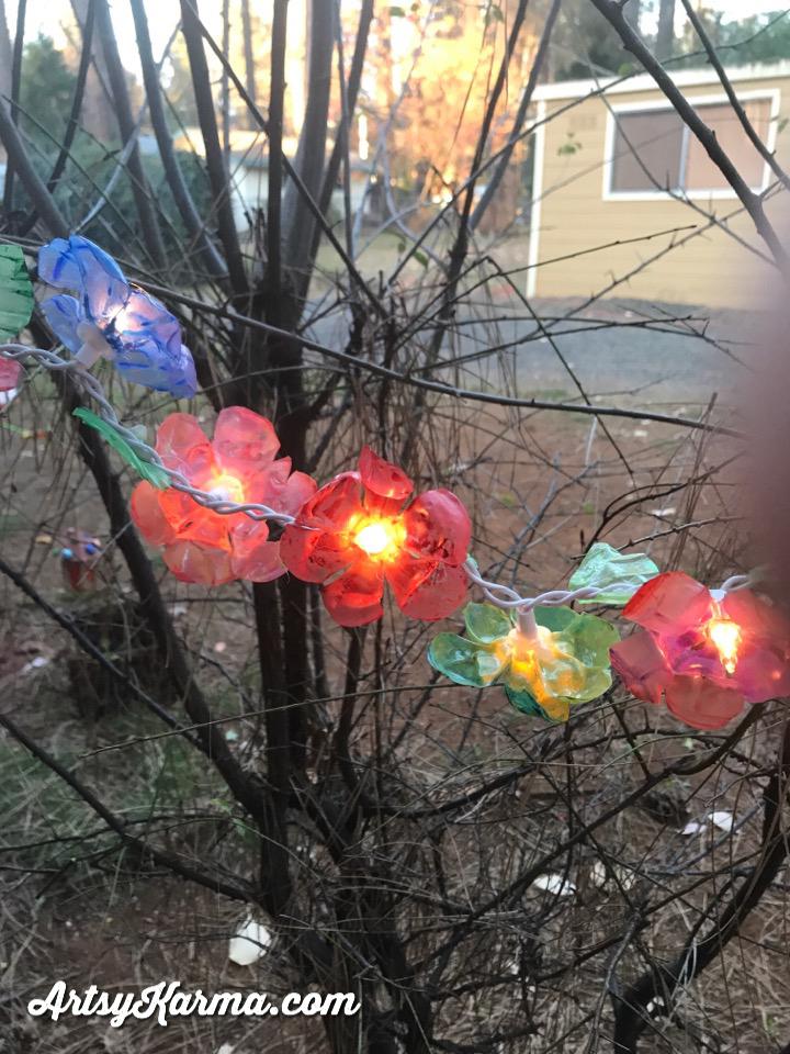 Flower Lights Out of Recycled Plastic