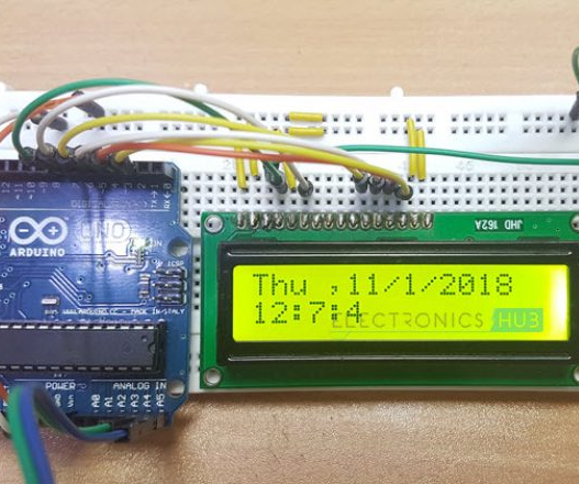 Digital Calendar Clock Using 1307 RTC, I2C LCD and Arduino Uno