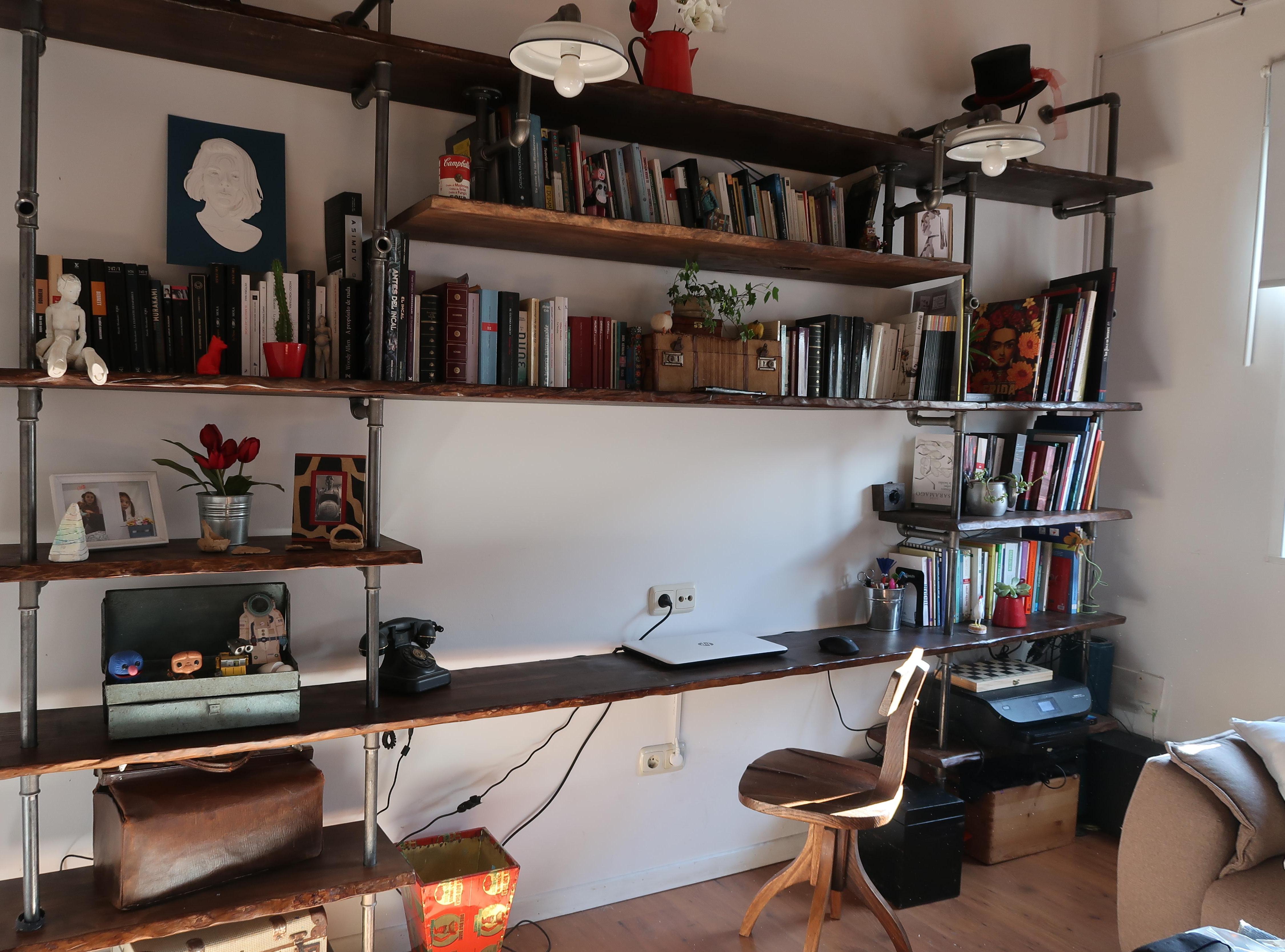 How I Built a Large Black Iron Bookcase With Dimmable Lights