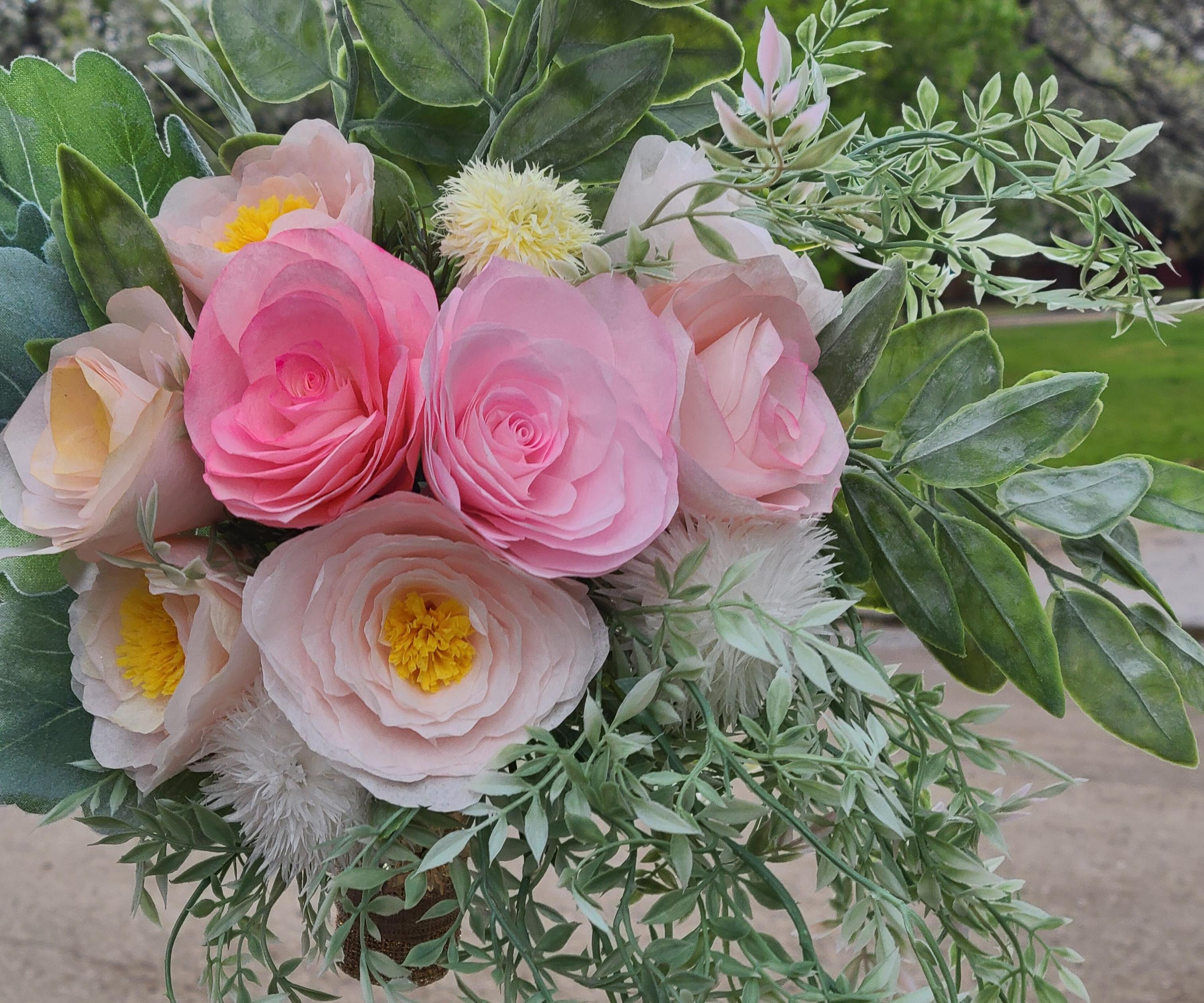 Wedding Bouquet Floral Arrangement - Paper Flowers - Coffee Filter Flowers