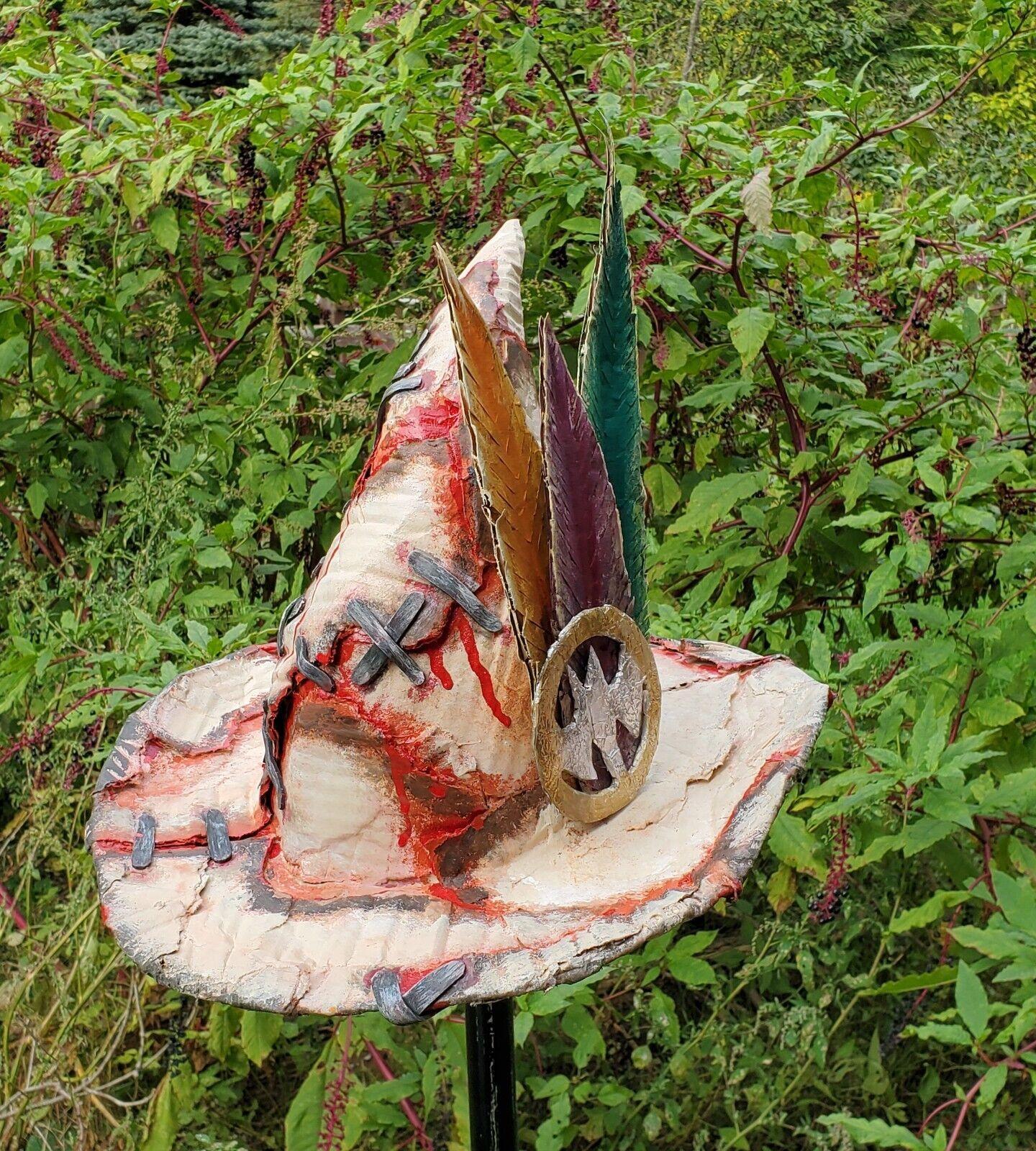 Halloween Costume Hat From Recycled Materials, Lazslos Witch Skin Hat, What We Do in the Shadows, Cardboard and Paint