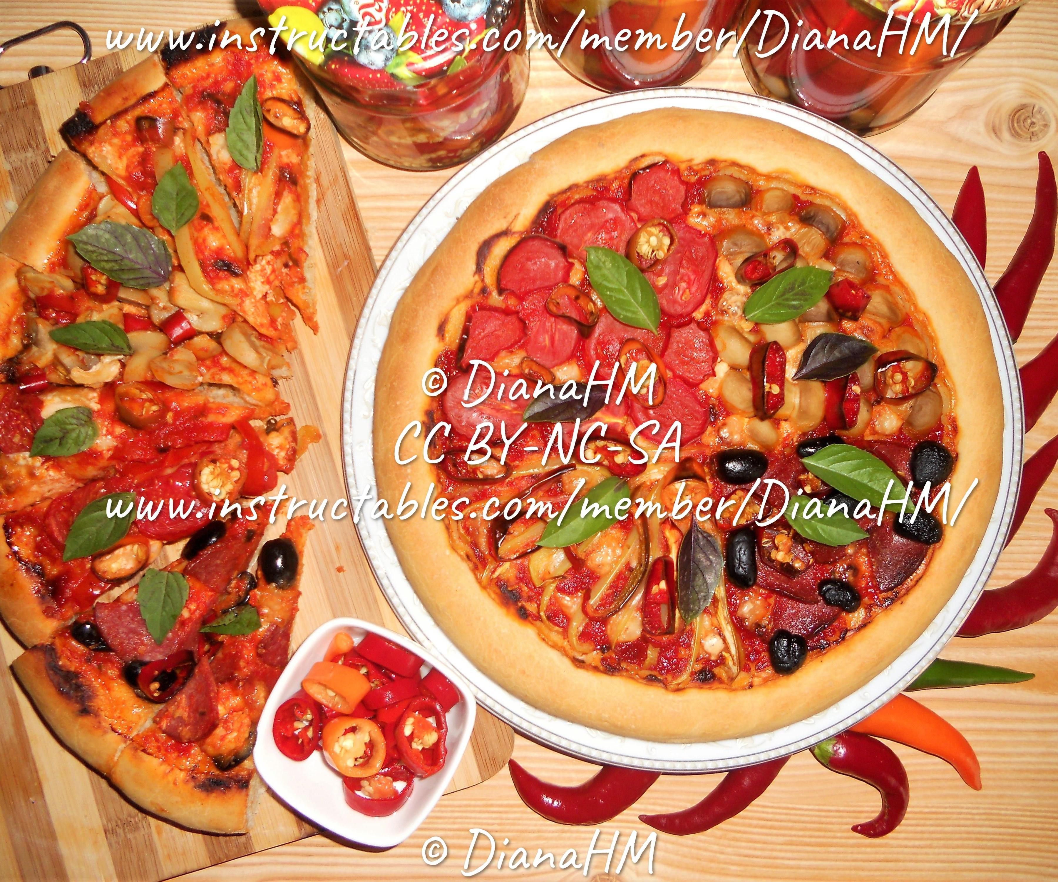 Pickled Hot Peppers and Spicy Four Seasons Pizza