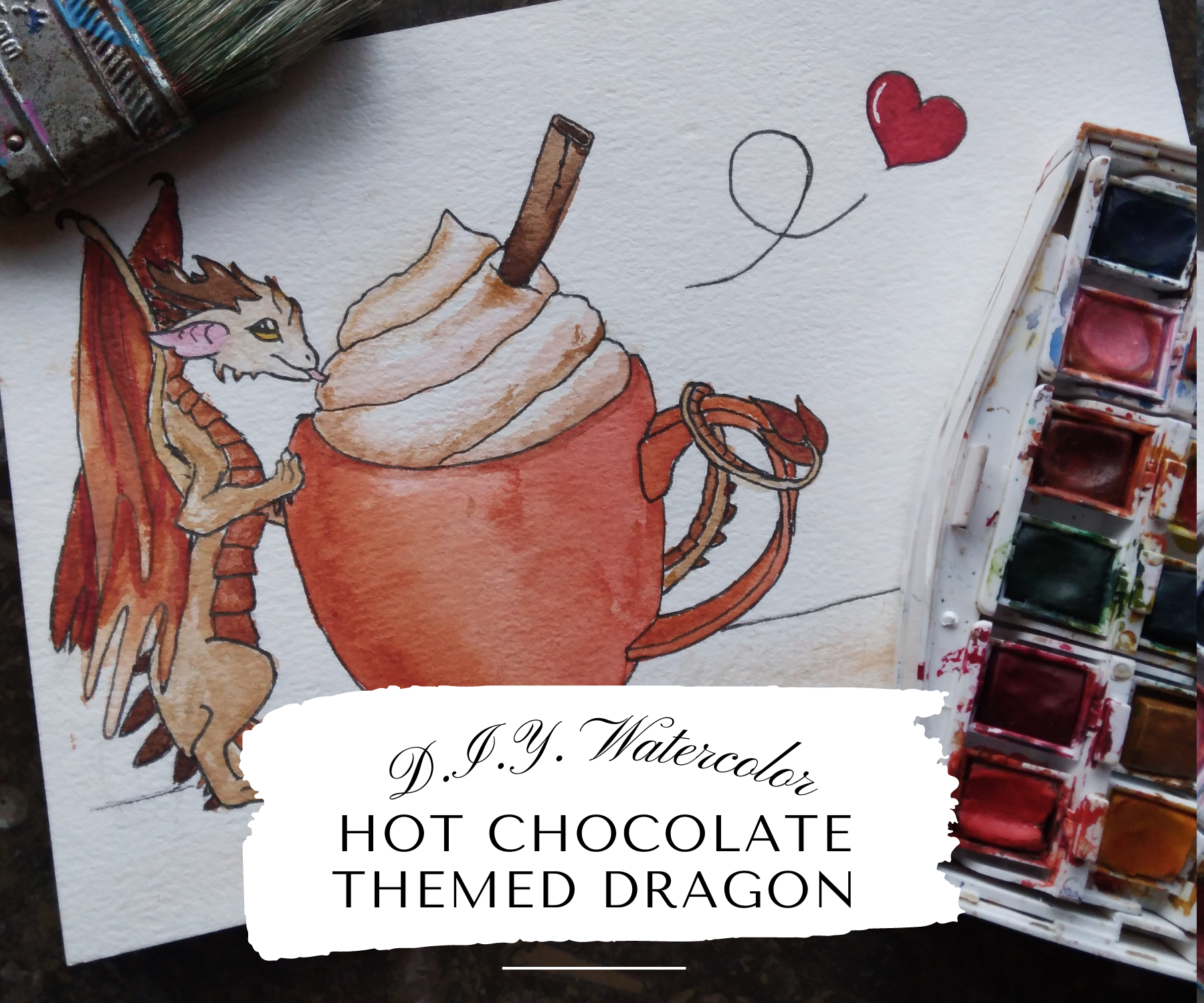 DIY Watercolor Hot Chocolate Themed Dragon