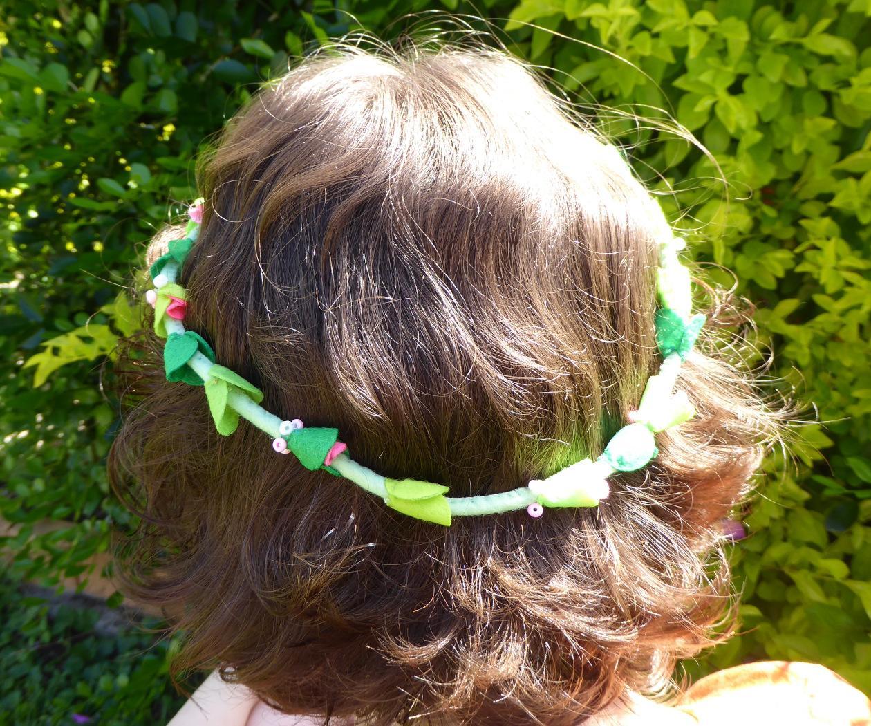 Simple Sewn Felt Leaf and Bud Hair Garland – a Light Comfortable Headband Tiara to Release Your Inner Flower Child