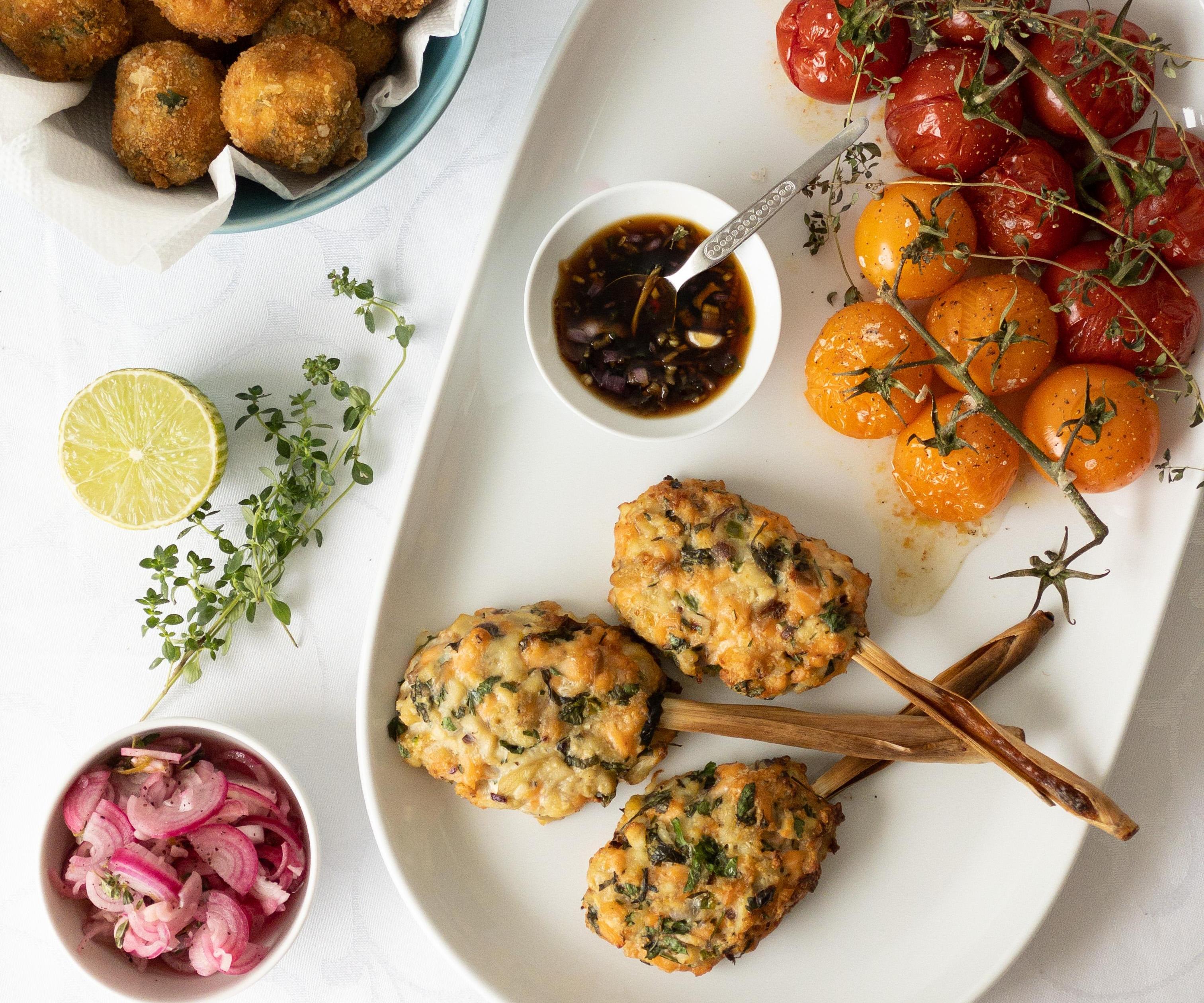 Fish Pops on Lemongrass Sticks