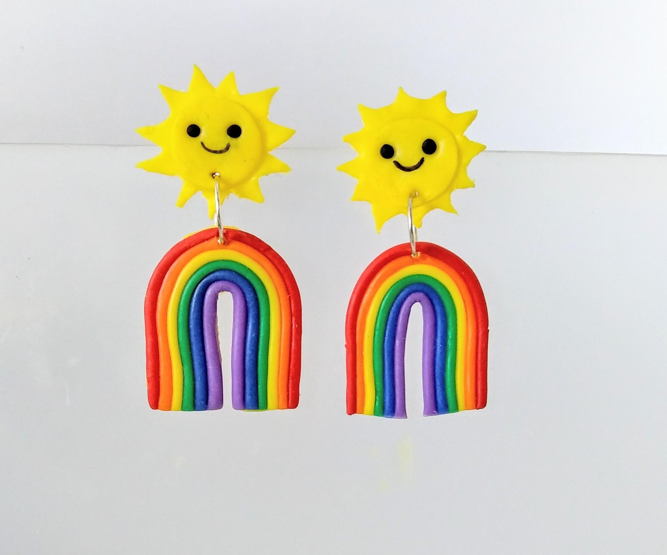Sunshine Rainbow Arch Clay Earrings