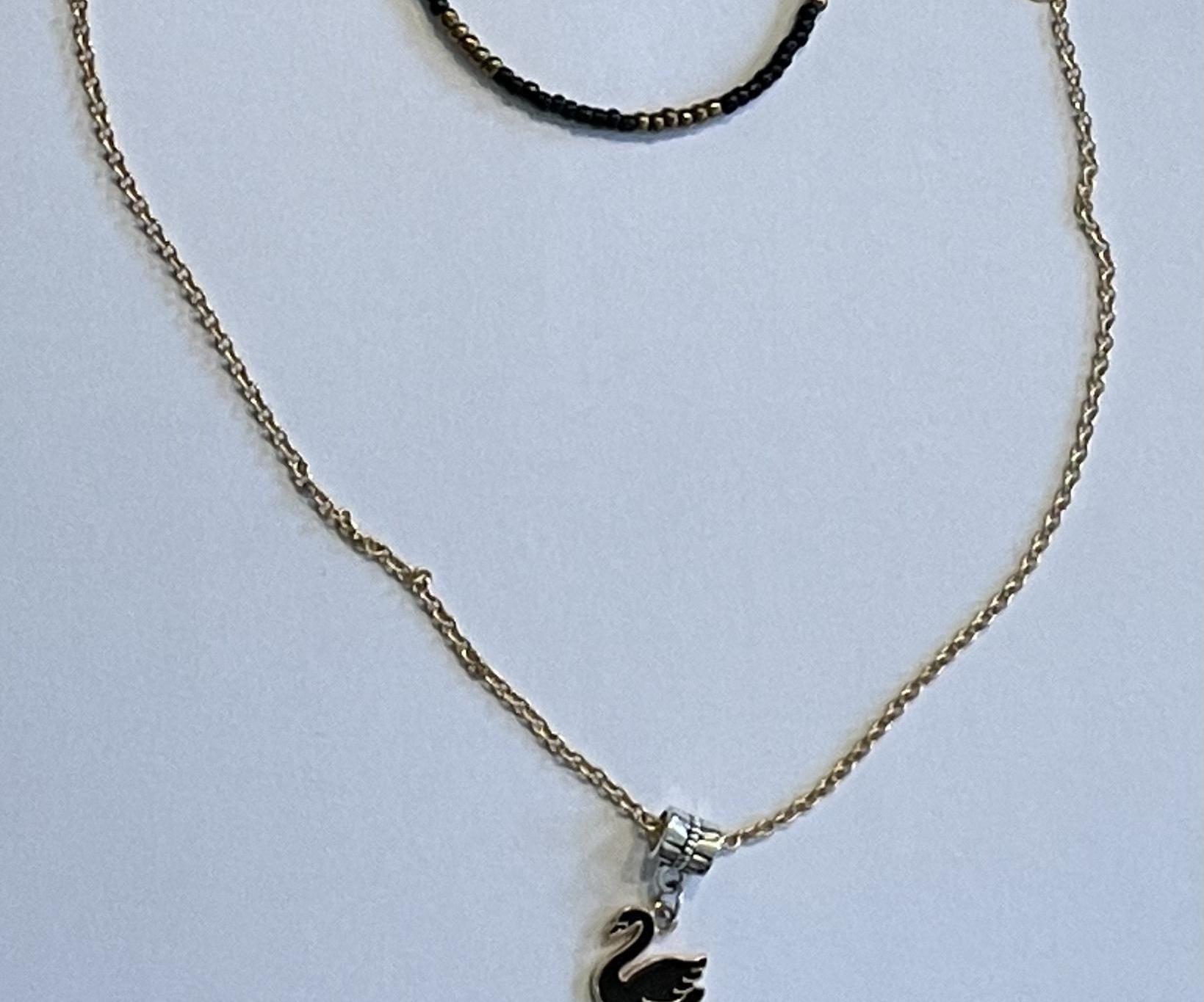 Layered Beaded and Chain With Swan Necklace Tutorial