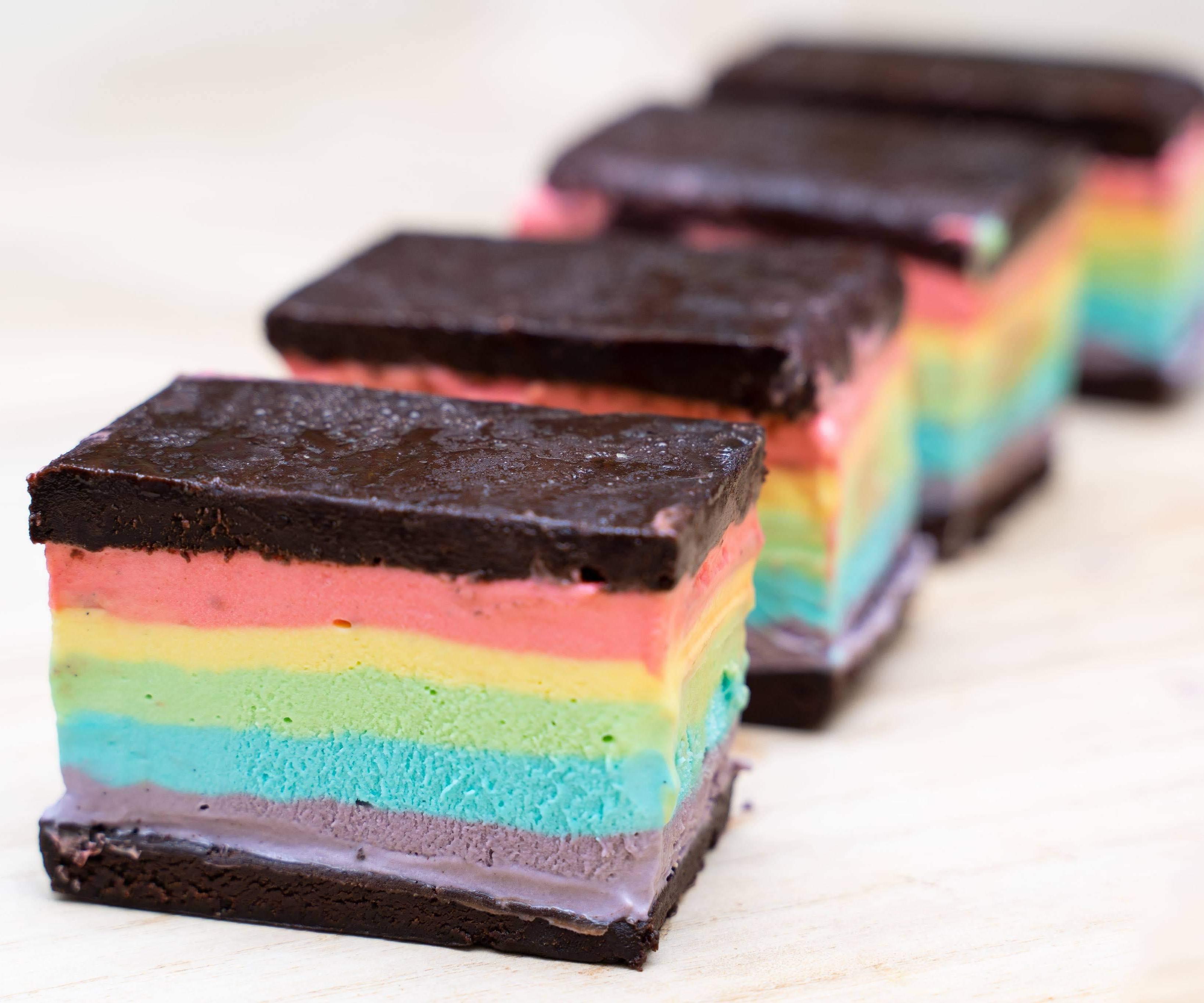 Rainbow Brownie Ice Cream Sandwiches