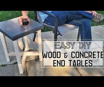 DIY Concrete and Wood End Tables