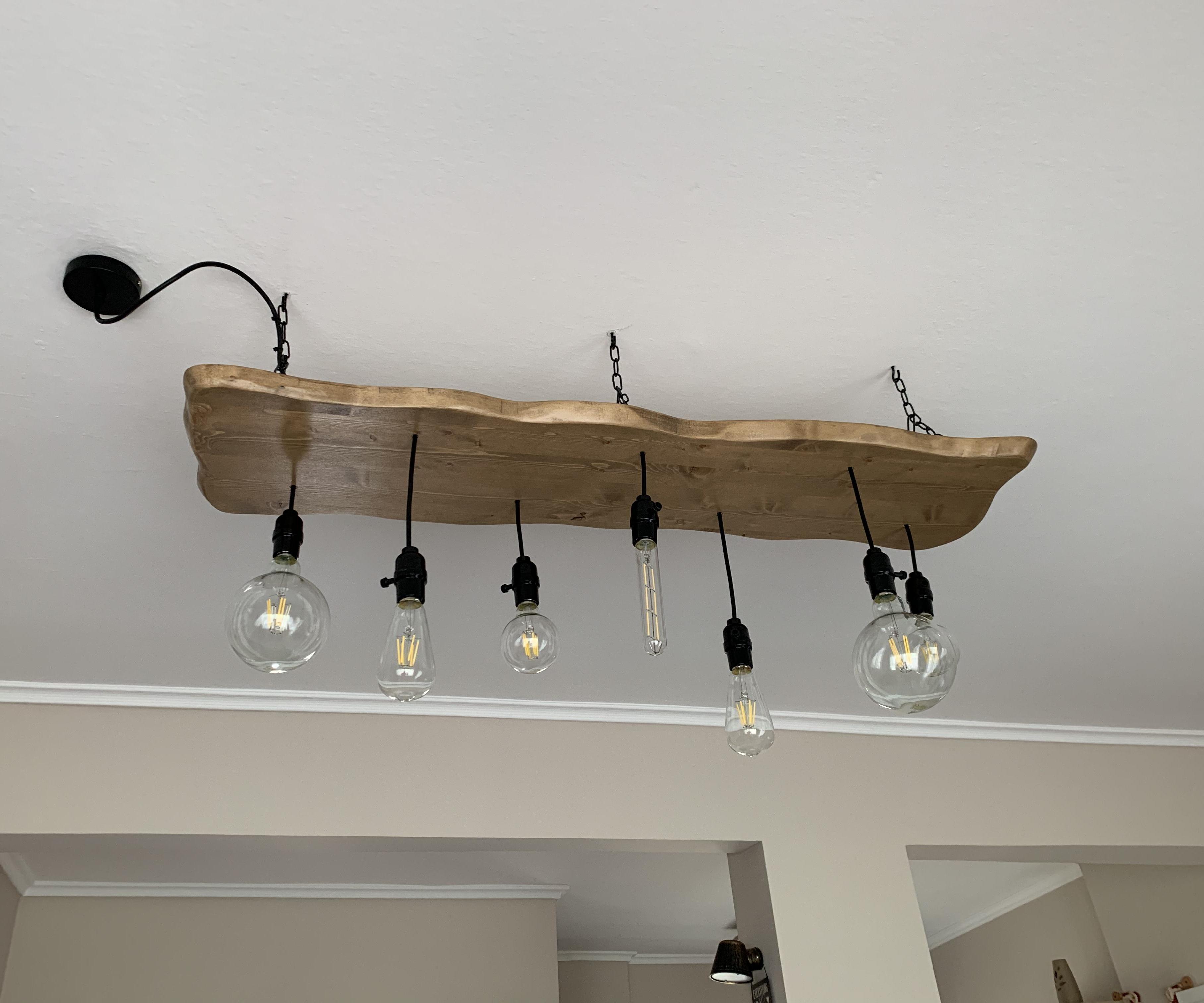 7-Lamp Wooden Lighting Pendant