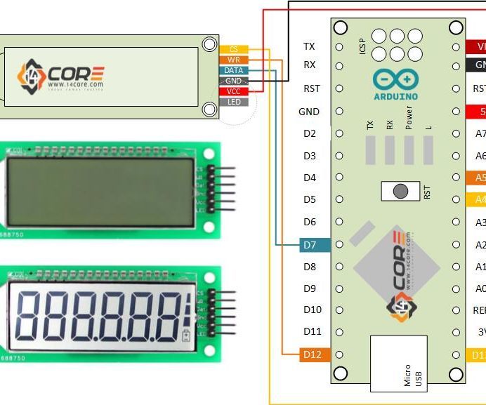 How to Wire the 6 Digit 7 Segment 2.4 Inch Ht1621 LCD Display Module on Arduino Microcontroller