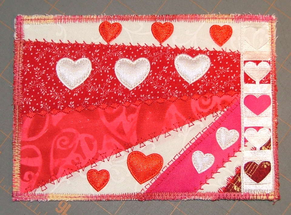Valentine's Day Fabric Postcard