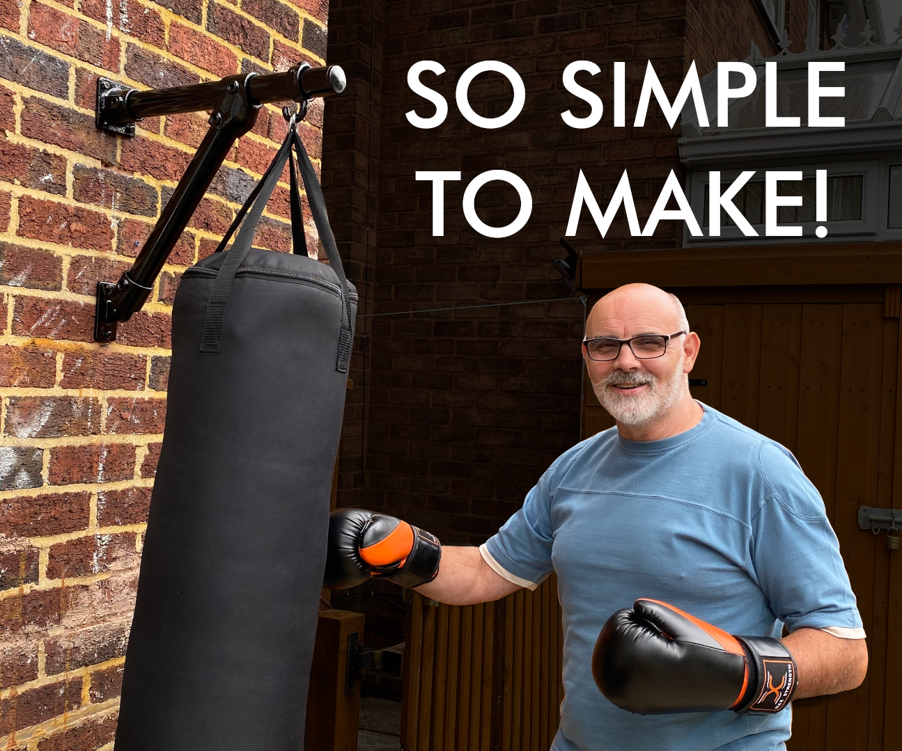 Punch Bag Wall Bracket Made From Scaffolding - Keep Fit at Home