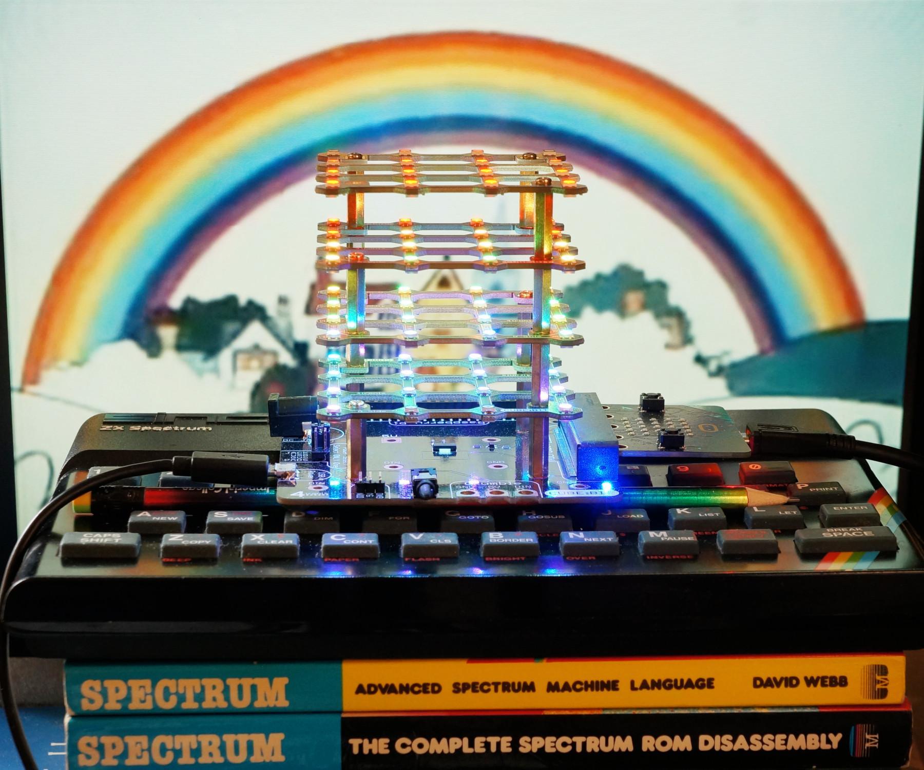 Rainbows in MakeCode on a 4tronix Cube:Bit (RGB LED Cube)
