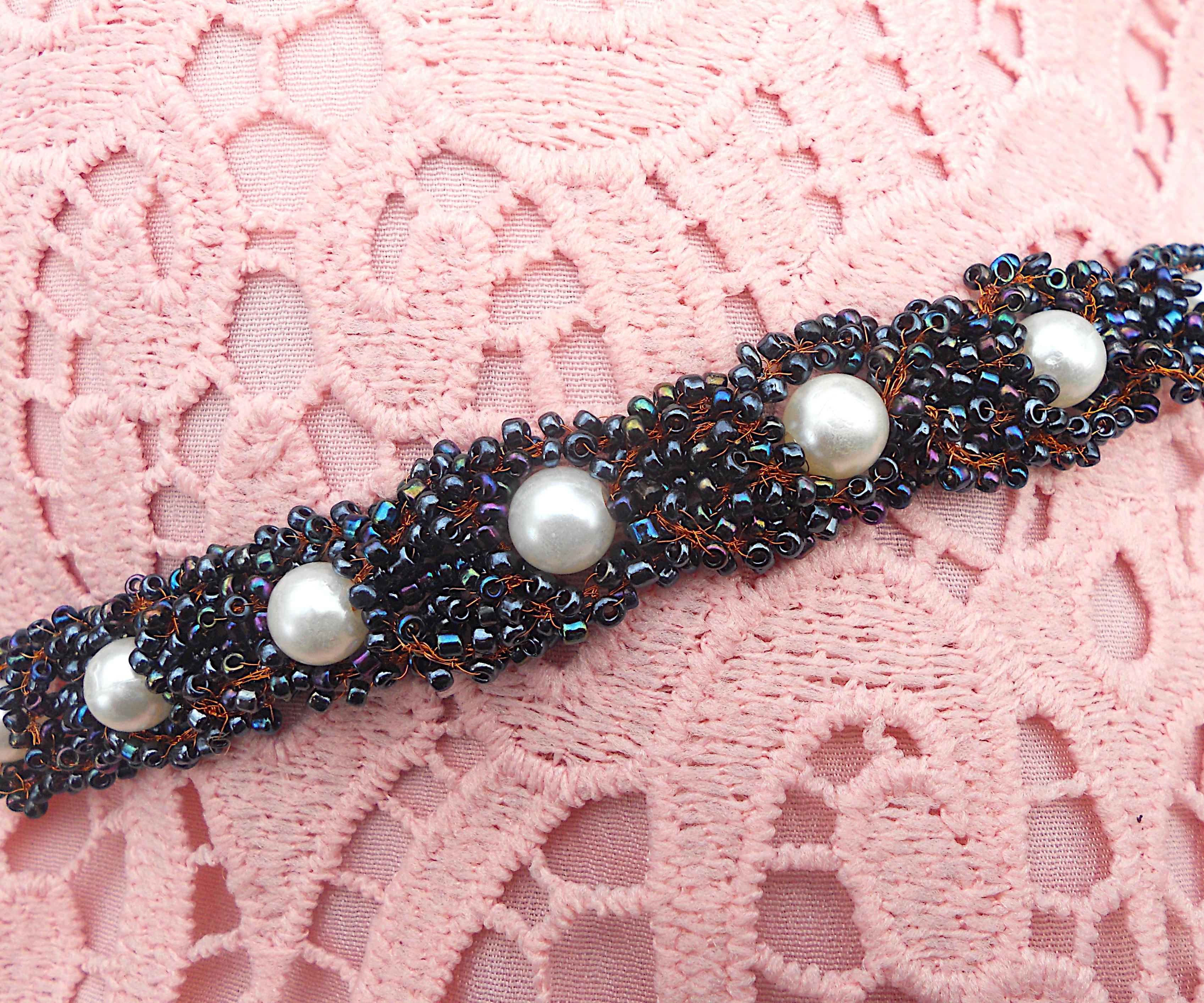 Wire Crochet Interlaced Bead Bracelet