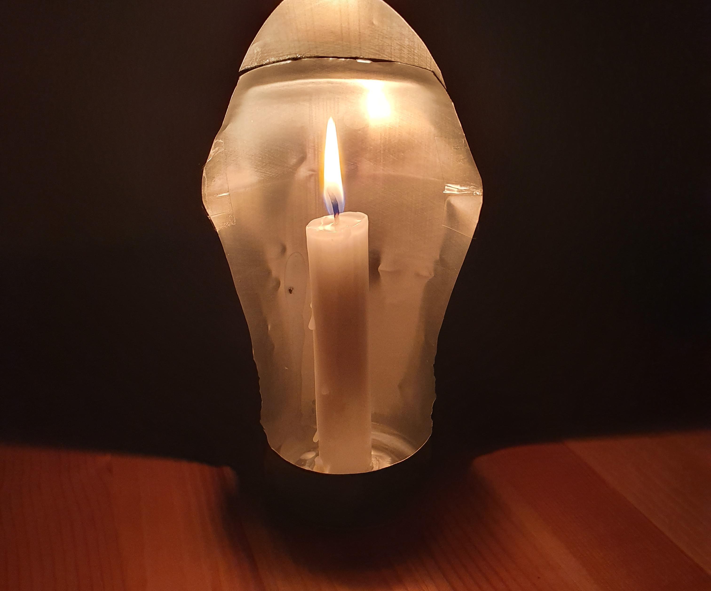 Candle Holder With Parabolic Reflector