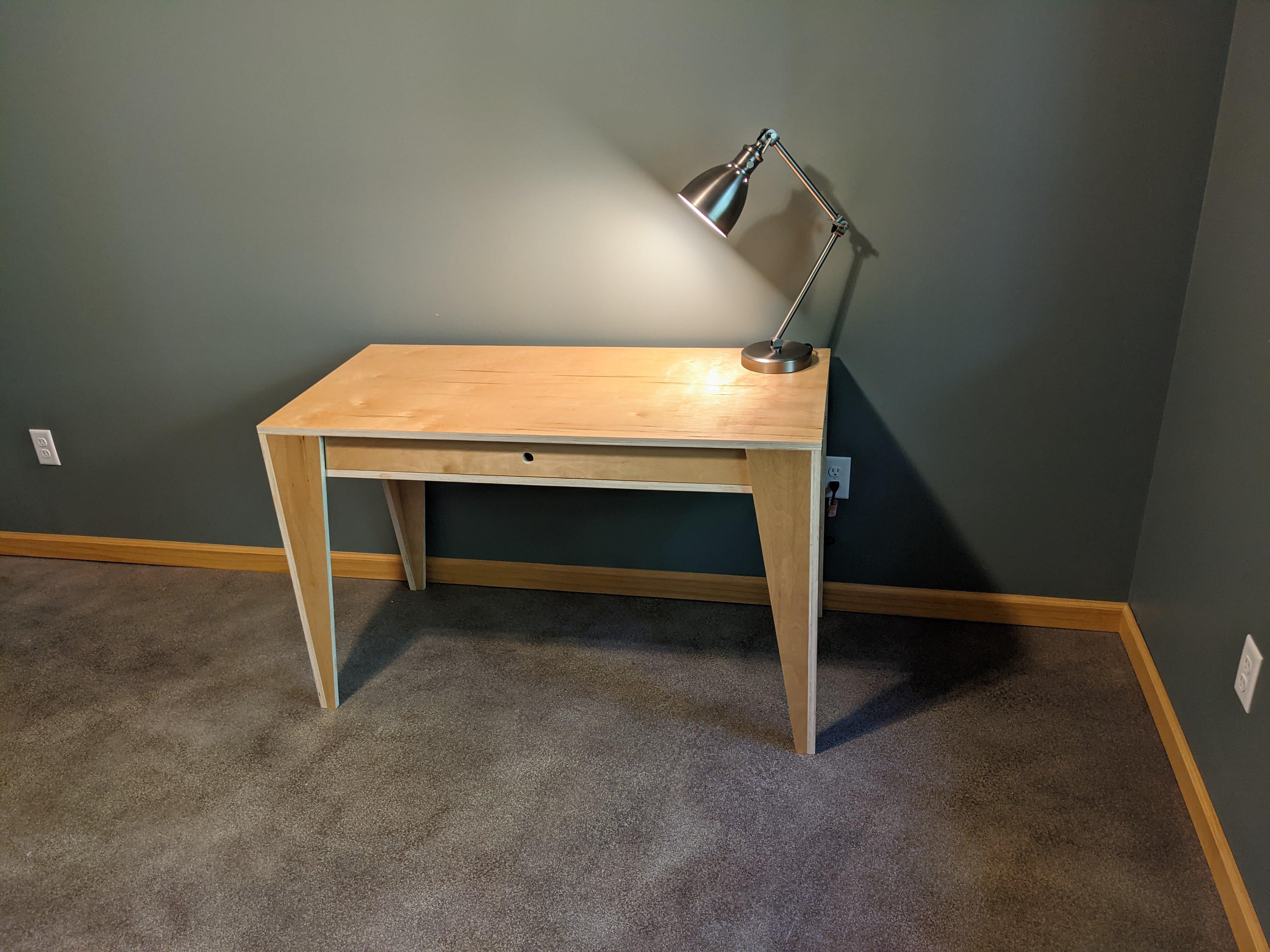 One-Sheet Plywood Desk (Midcentury Modern)