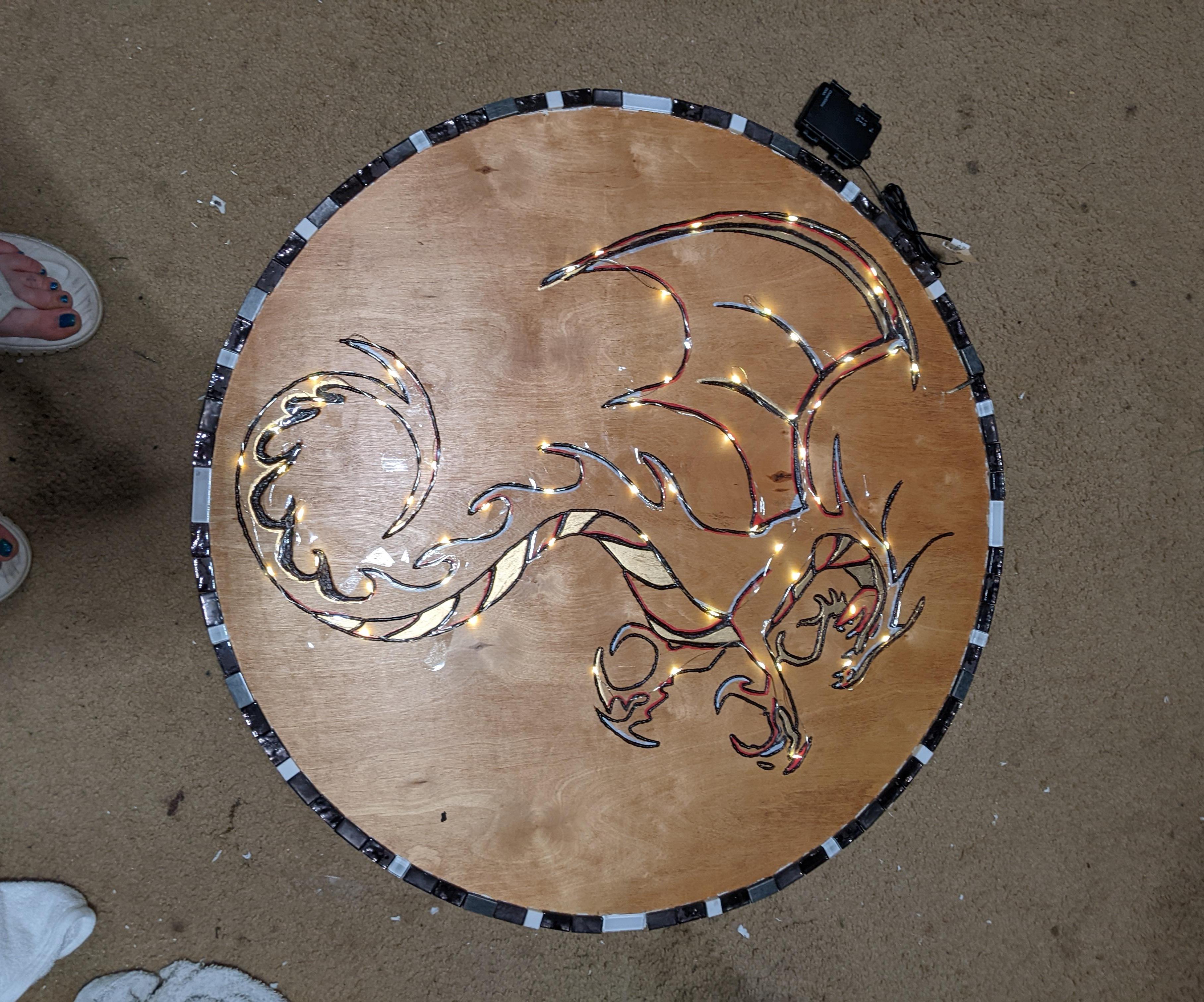 Wood Tabletop Dragon Light Wall Decor