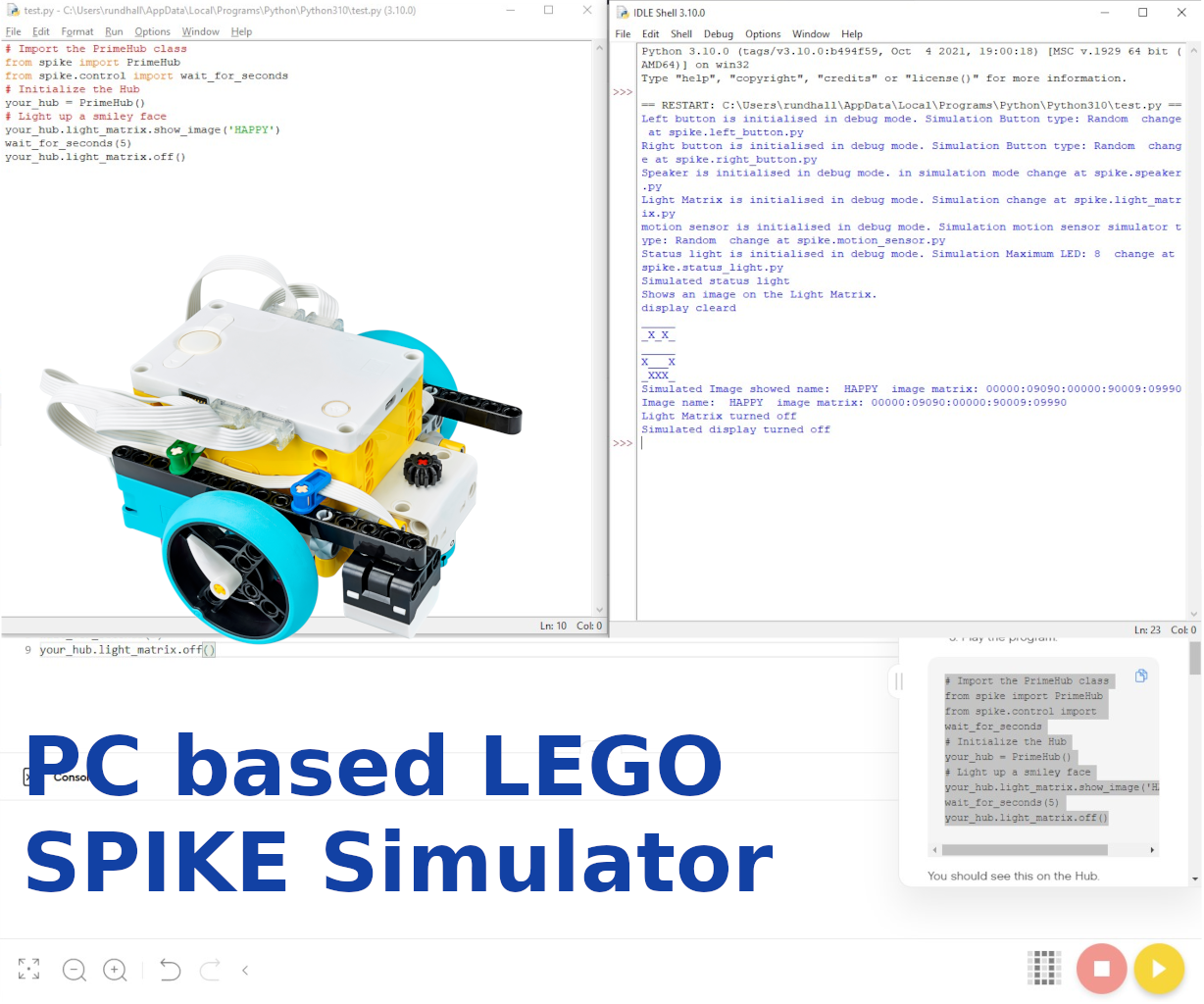 Unofficial PC Based LEGO SPIKE Simulator in Python Environment