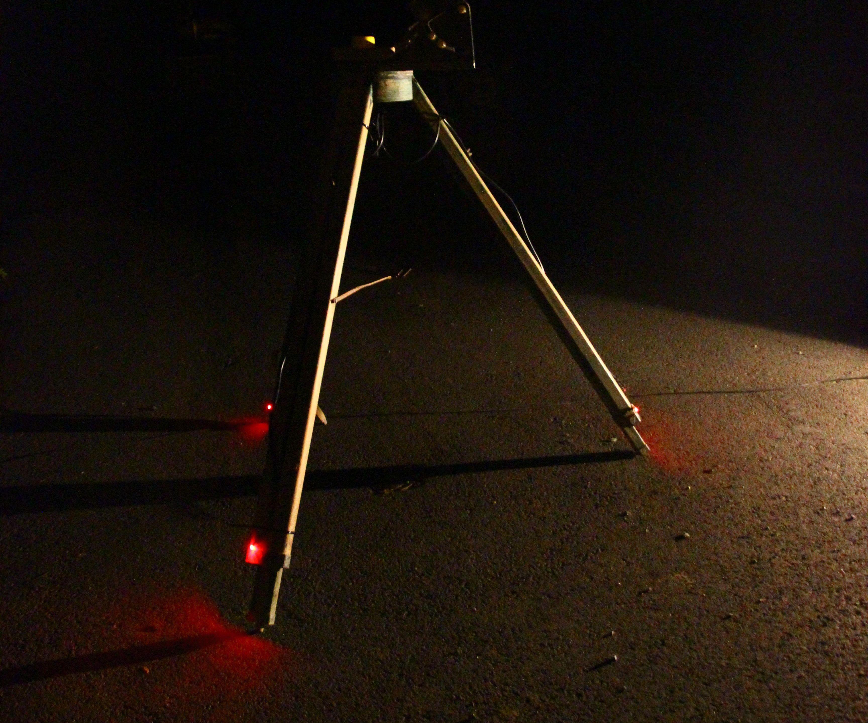 Red Safety Lights for Telescope Tripod Made From Scrap