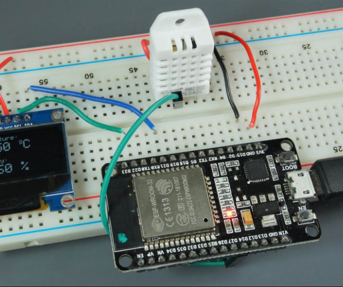 ESP32/ESP8266: DHT Temperature and Humidity Readings in OLED Display