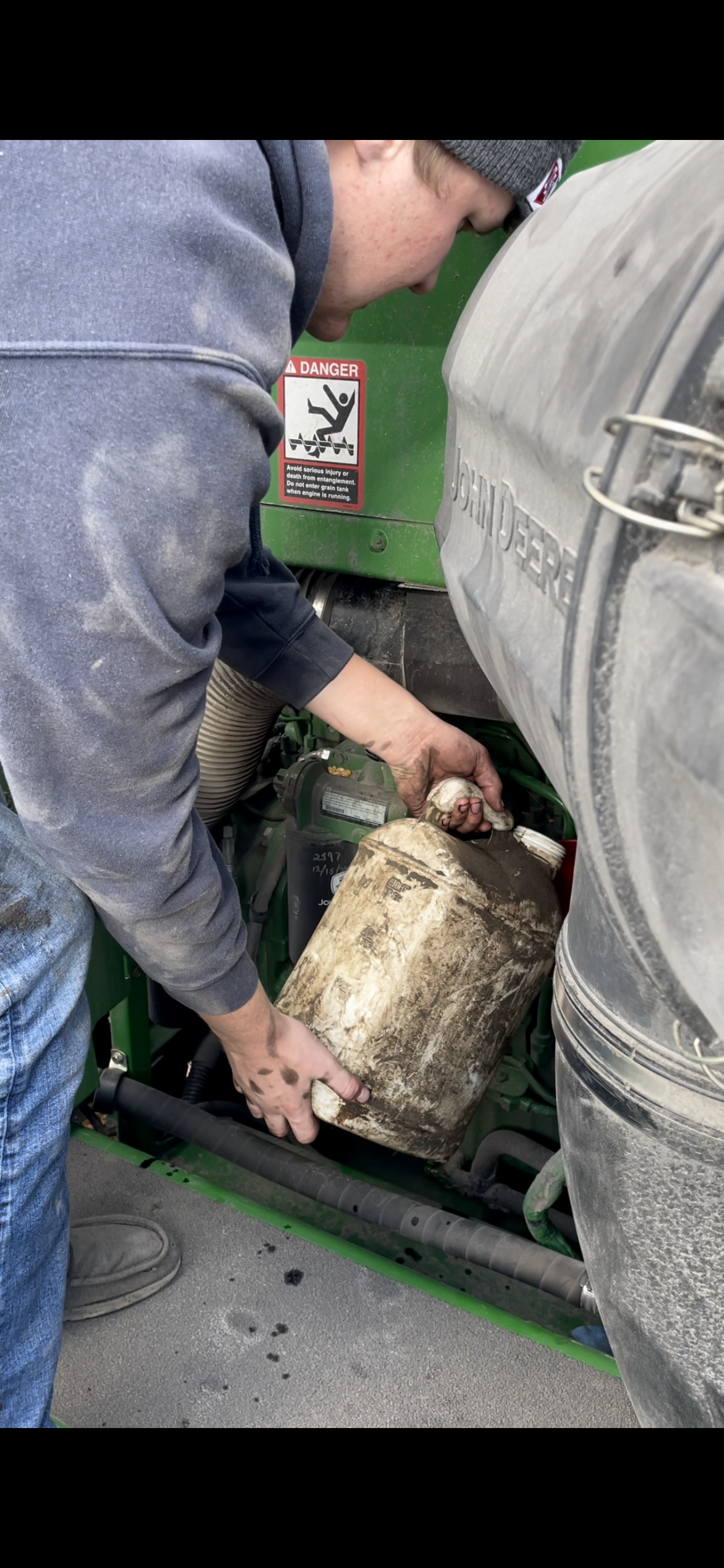 Changing the Oil on a Combine