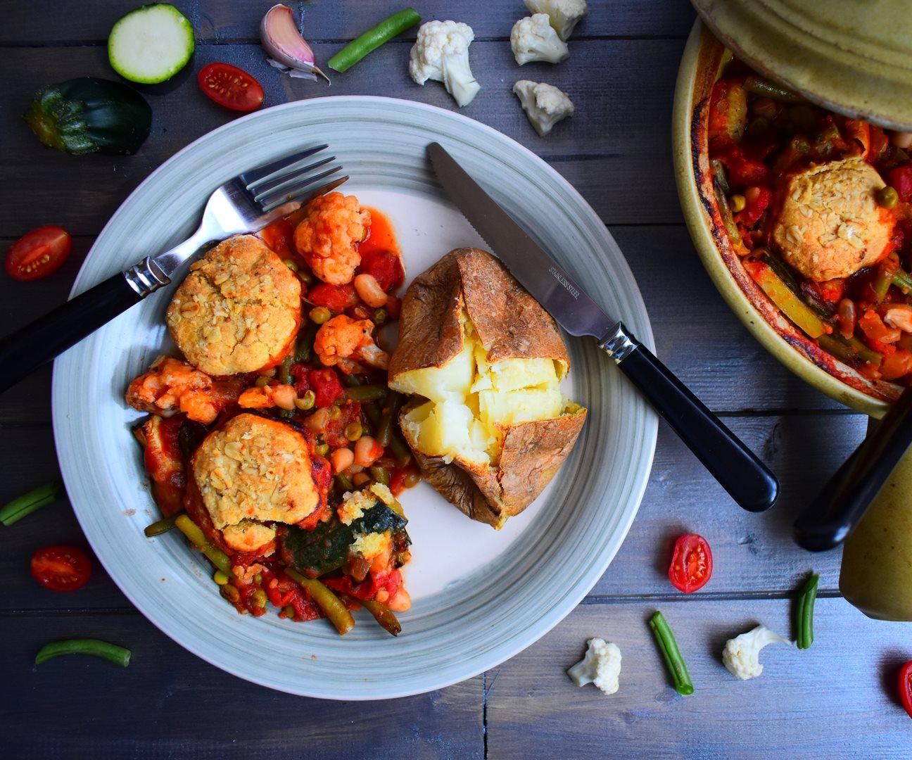 Bean and Vegetable Hotpot With Cheese Dumplings
