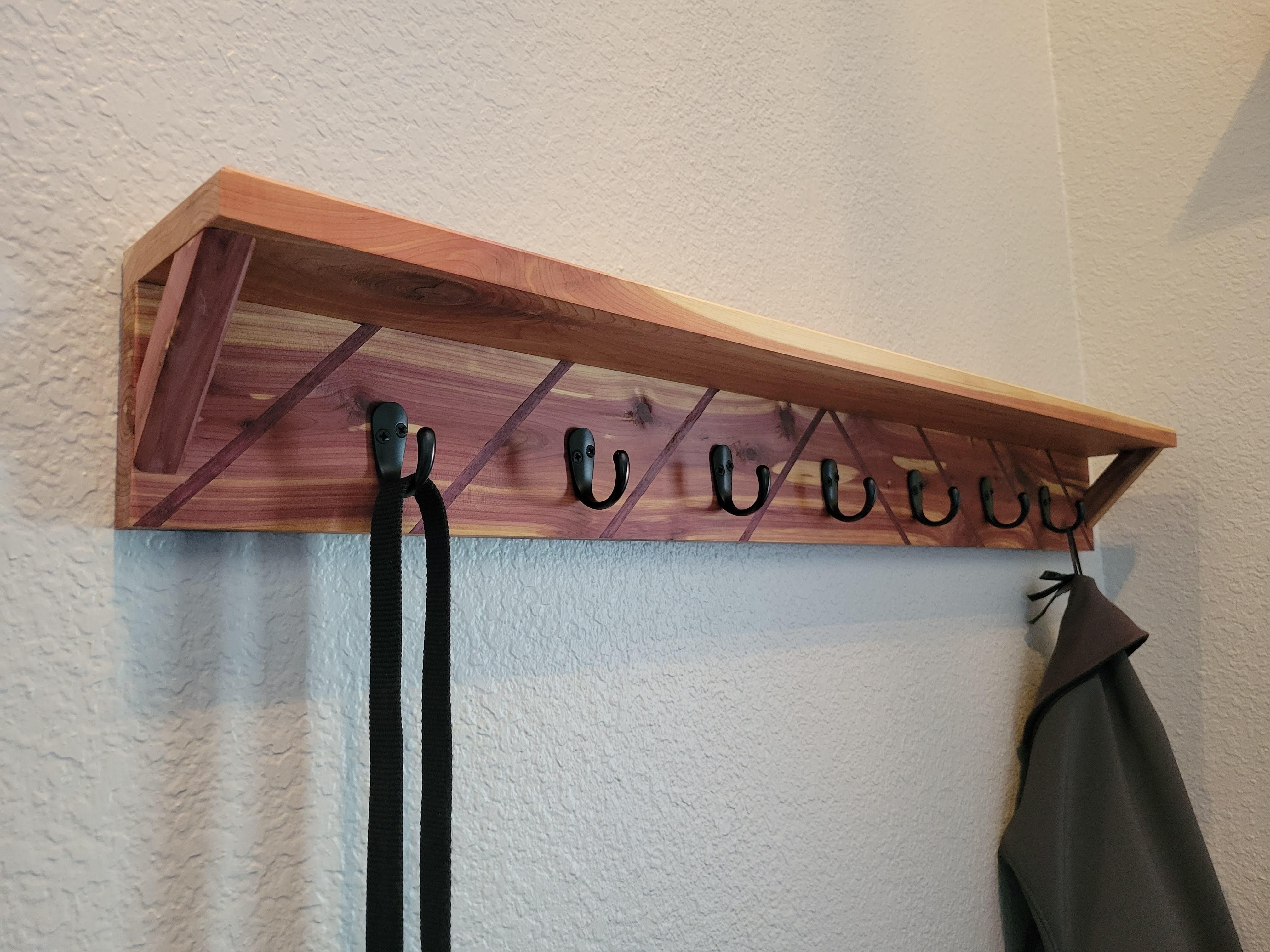 Wood Inlay Coat Rack
