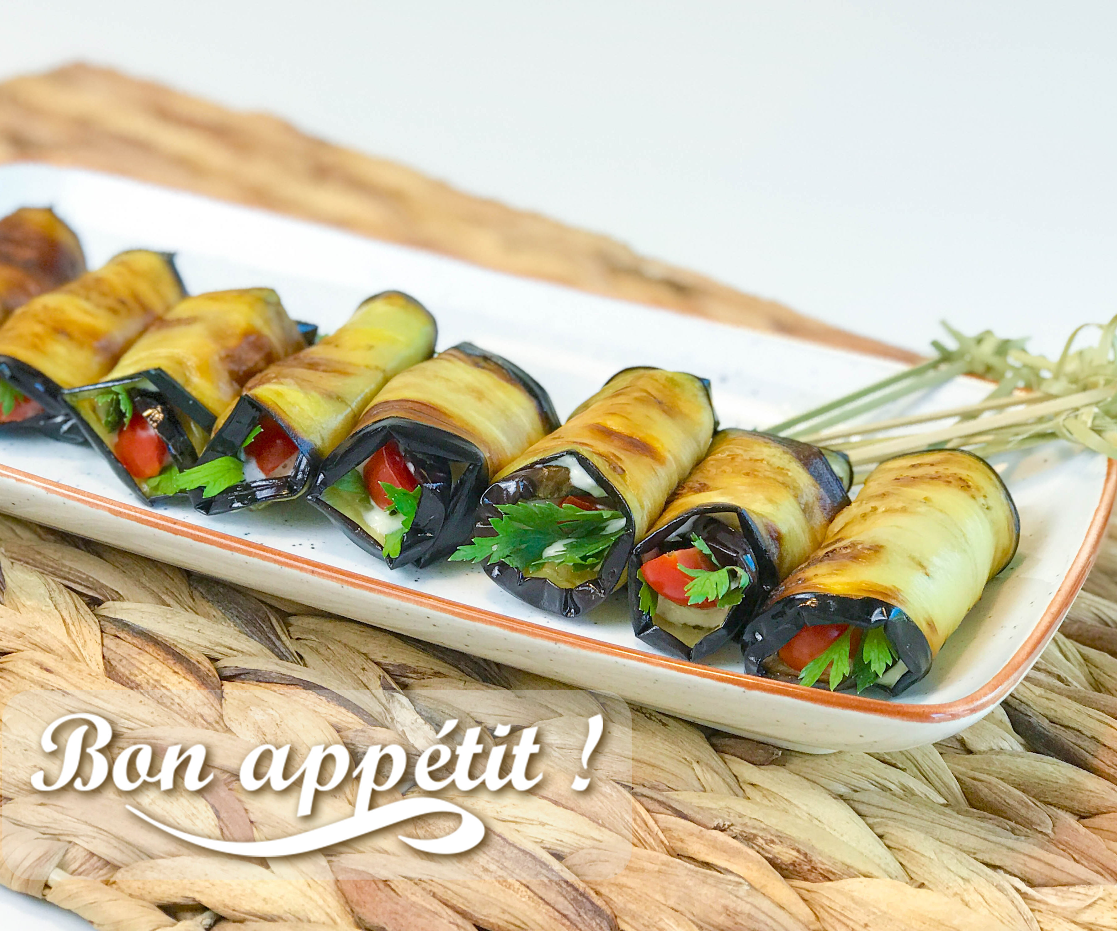 Eggplant Rolls With Tomato & Garlic