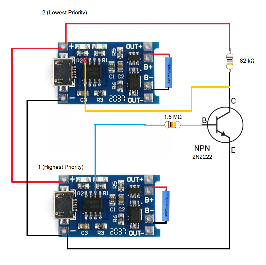 Prioritize/Sequential Li-Ion Battery Charger With TP4056