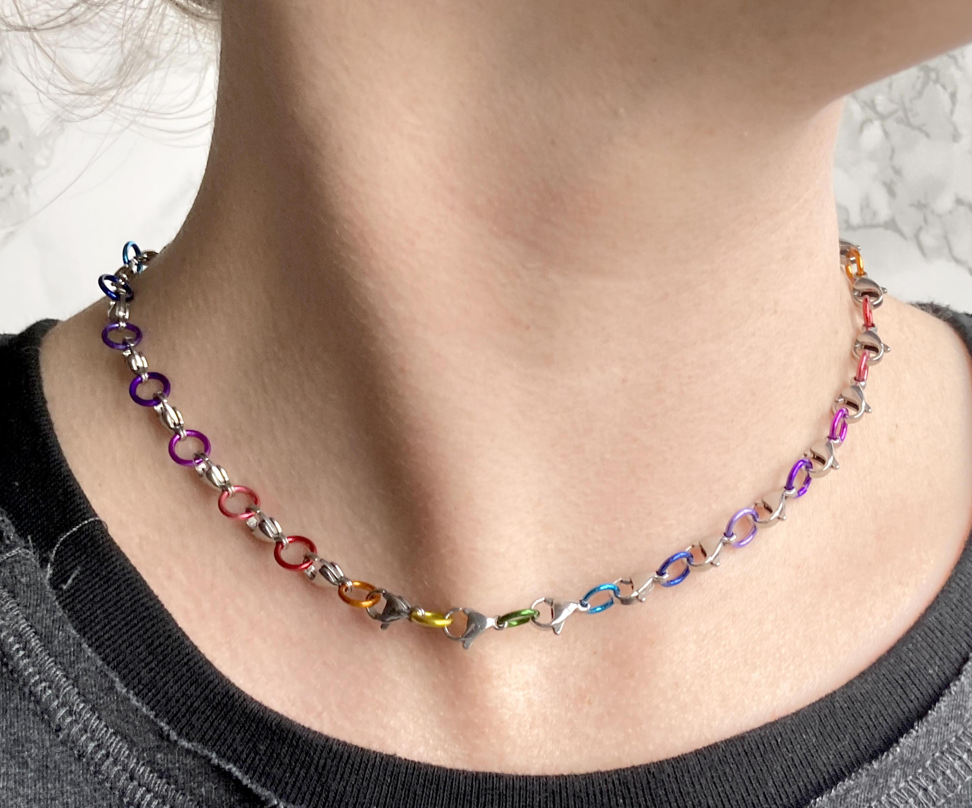 All Clasp and Jump Ring Rainbow Necklace