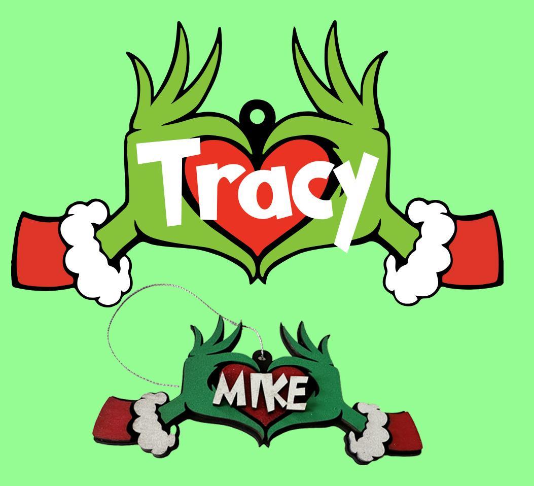 Laser Cut Grinch Christmas Ornament