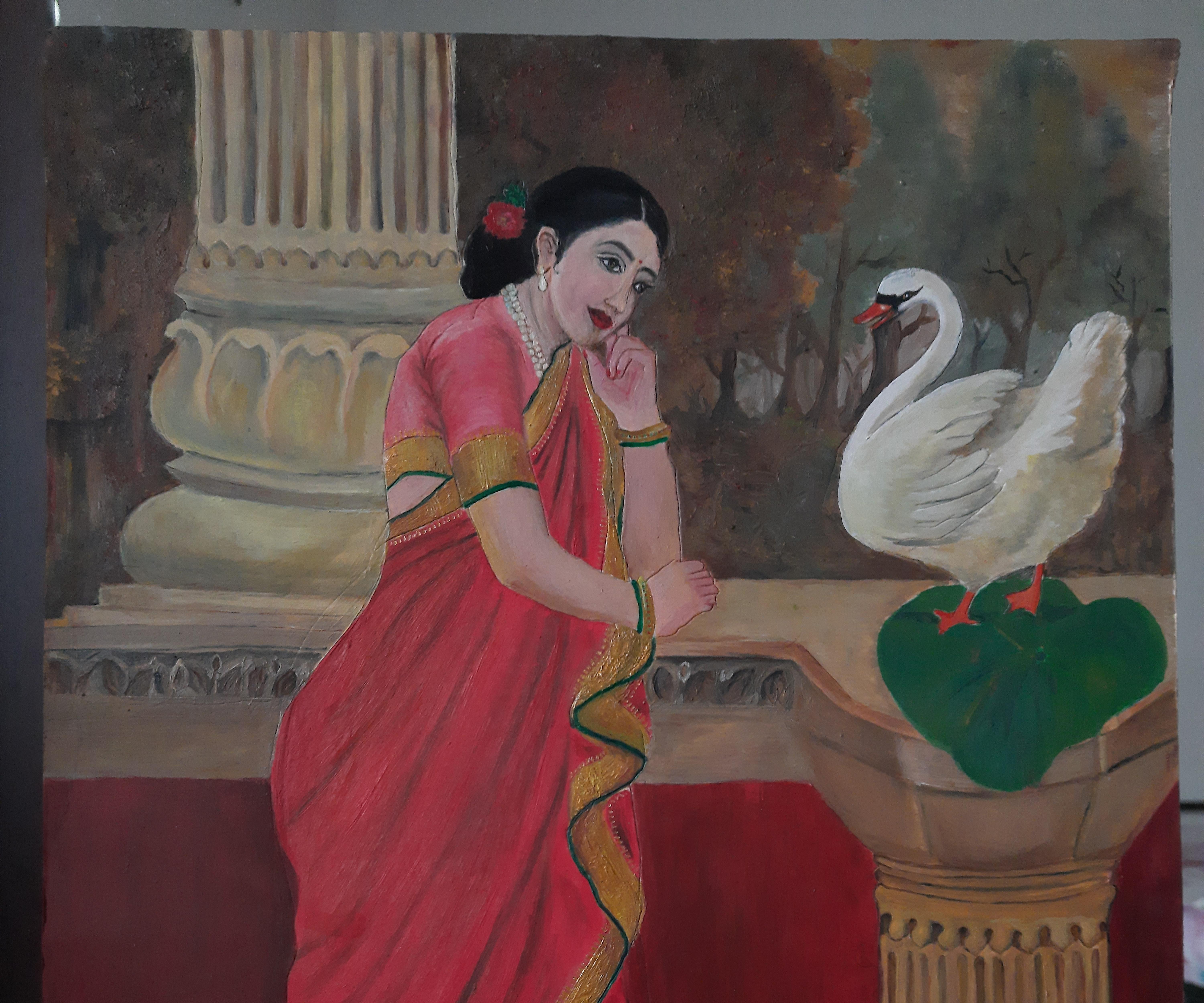 Oil Painting of Princess Damayanti