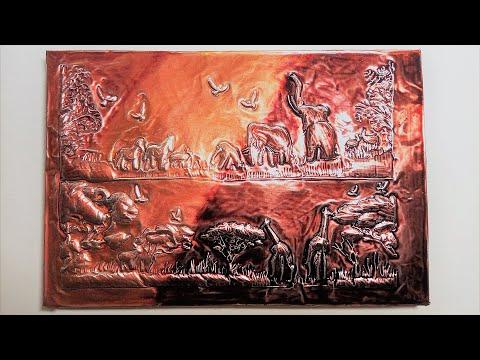 How to Make African Wild Animals Painting on Pewter Sheet