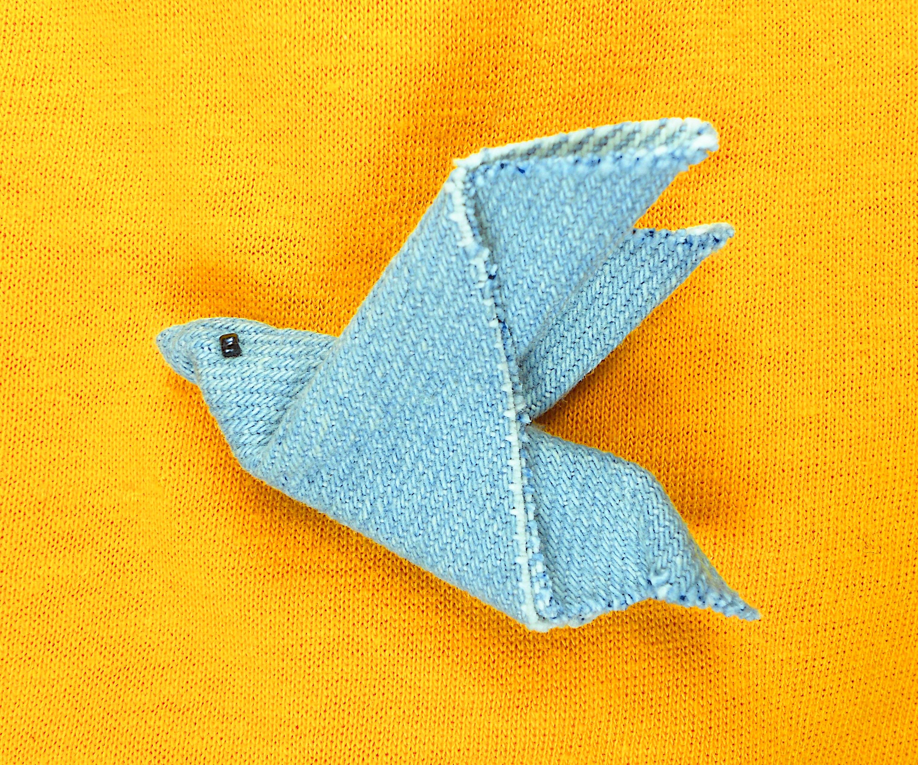 Fabric Origami Bird Brooch