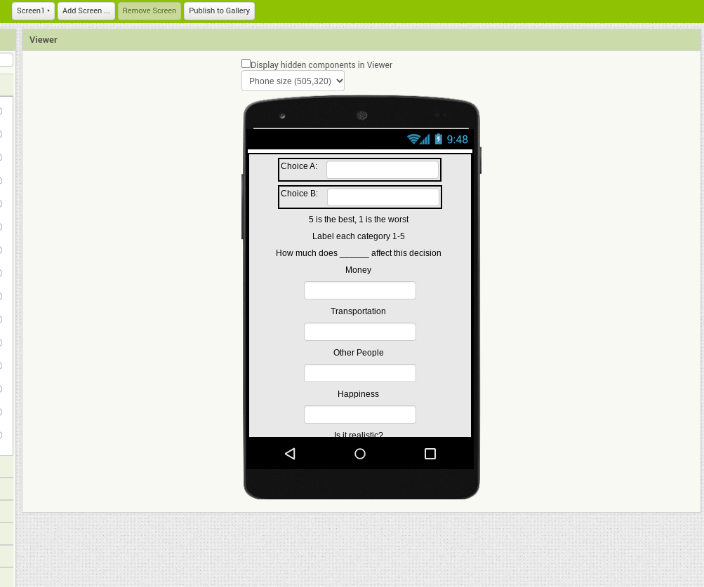 QFD App (Quality Function Deployment) Made in MIT App Inventor