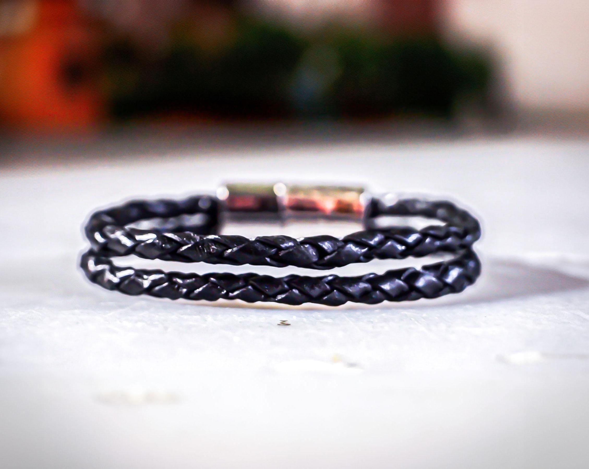 Double Round Braided Leather Bracelet