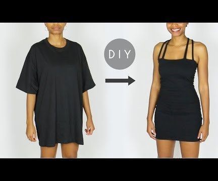 DIY Little Black Dress From an Oversized Men's T-Shirt (Easy Sewing!)