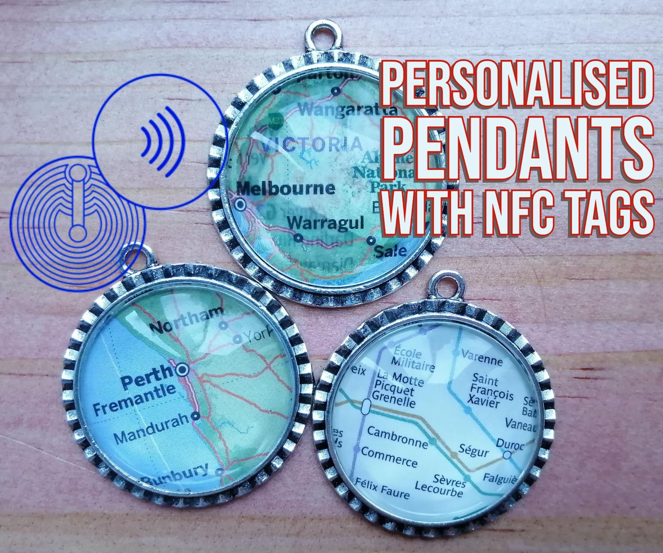 Map Pendants With NFC Tags 