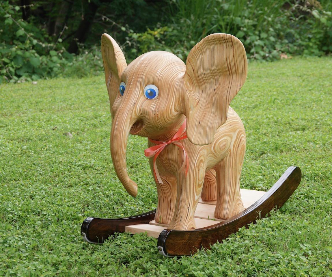 Carved Plywood Rocking Elephant