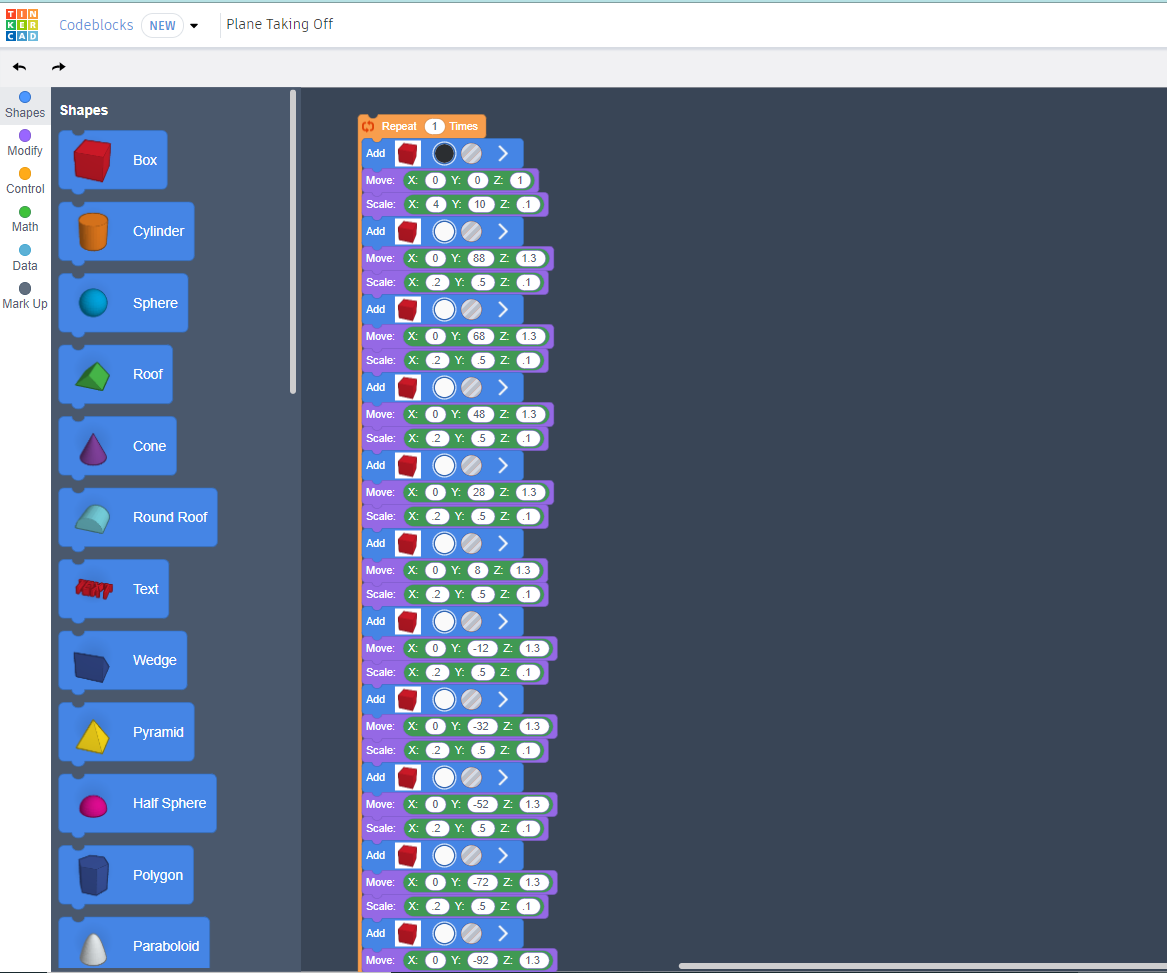 Airplane Taking Off CodeBlocks